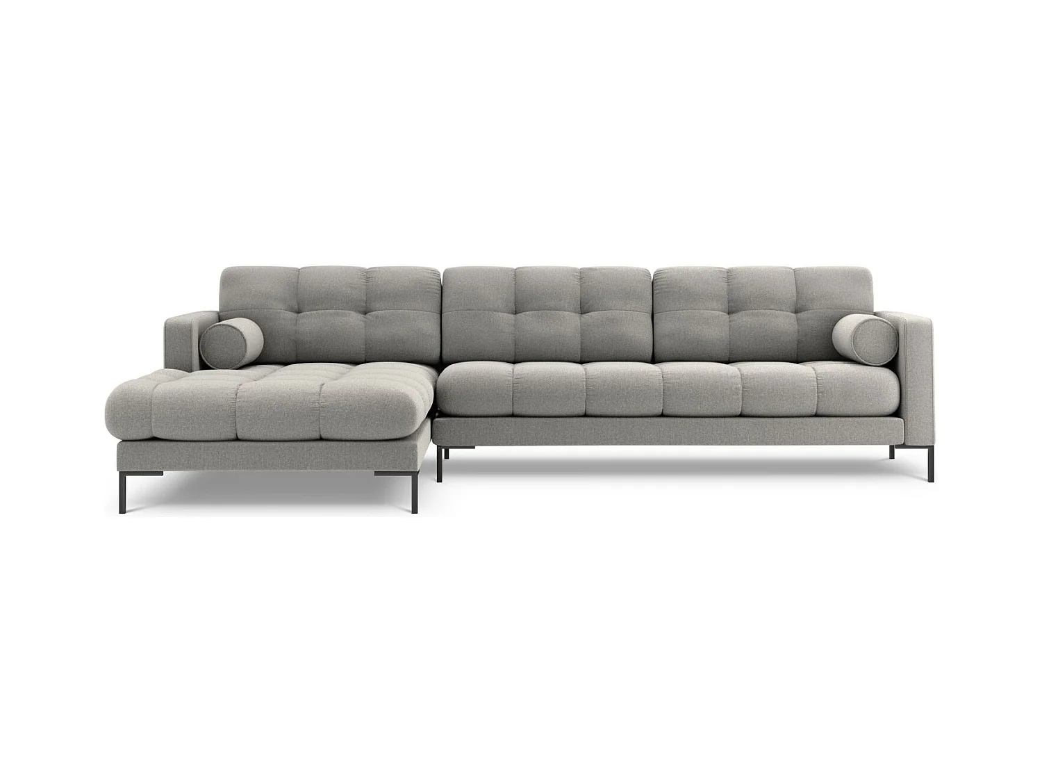 Cosmopolitan Design - Linker hoekbank "Bali" 5 zitplaatsen, Structurele stof, Lichtgrijs - 293x185x75cm