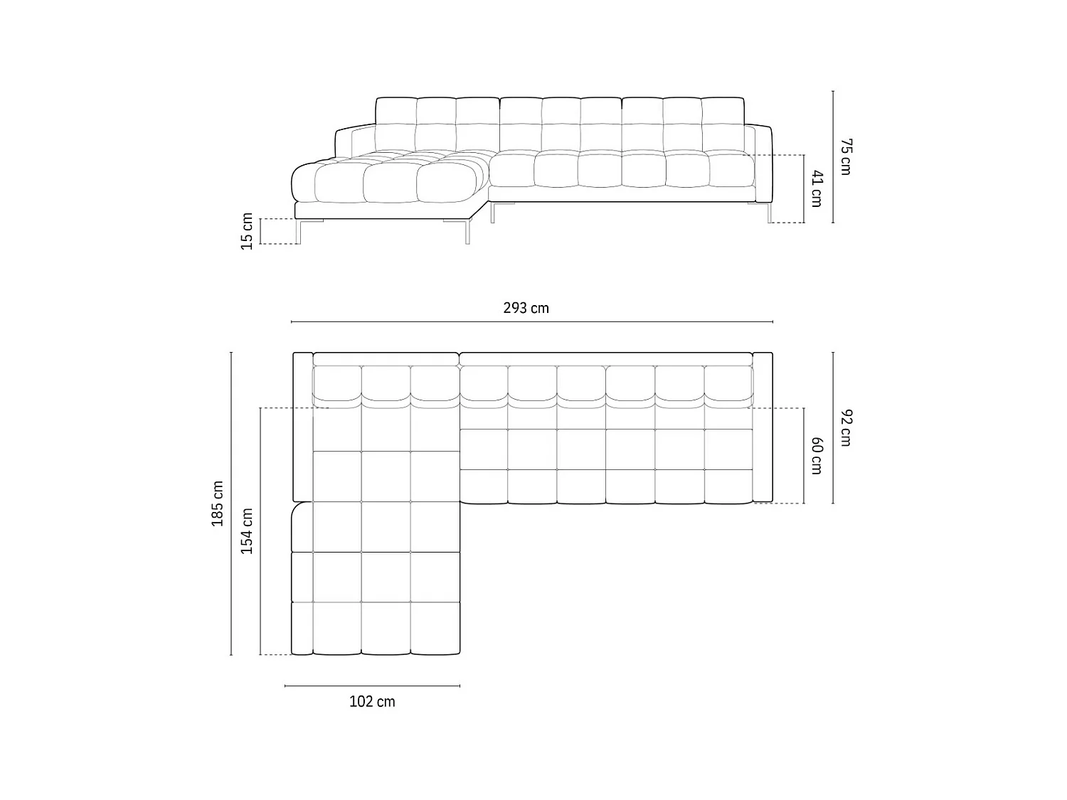 Cosmopolitan Design - Canapé d'angle gauche "Bali" 5 places en tissu structurel gris clair - 293x185x75cm