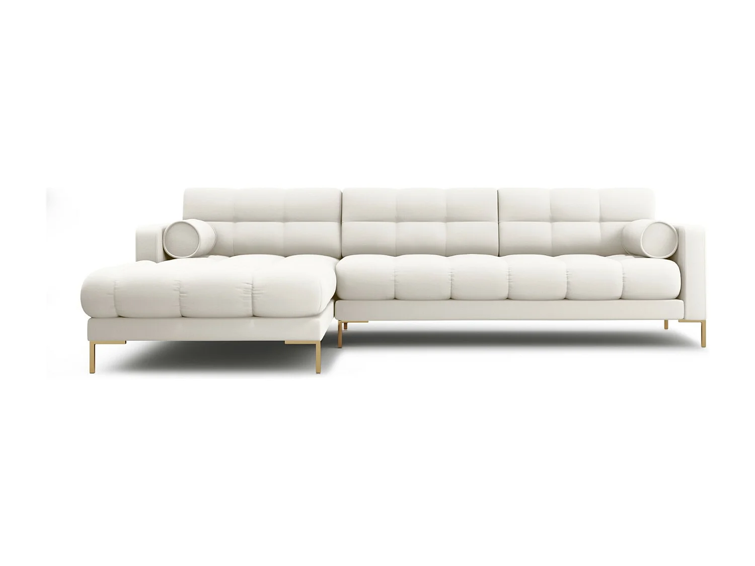 Cosmopolitan Design - Sofá de canto esquerdo "Bali" 5 lugares em tecido estrutural bege claro - 293x185x75cm