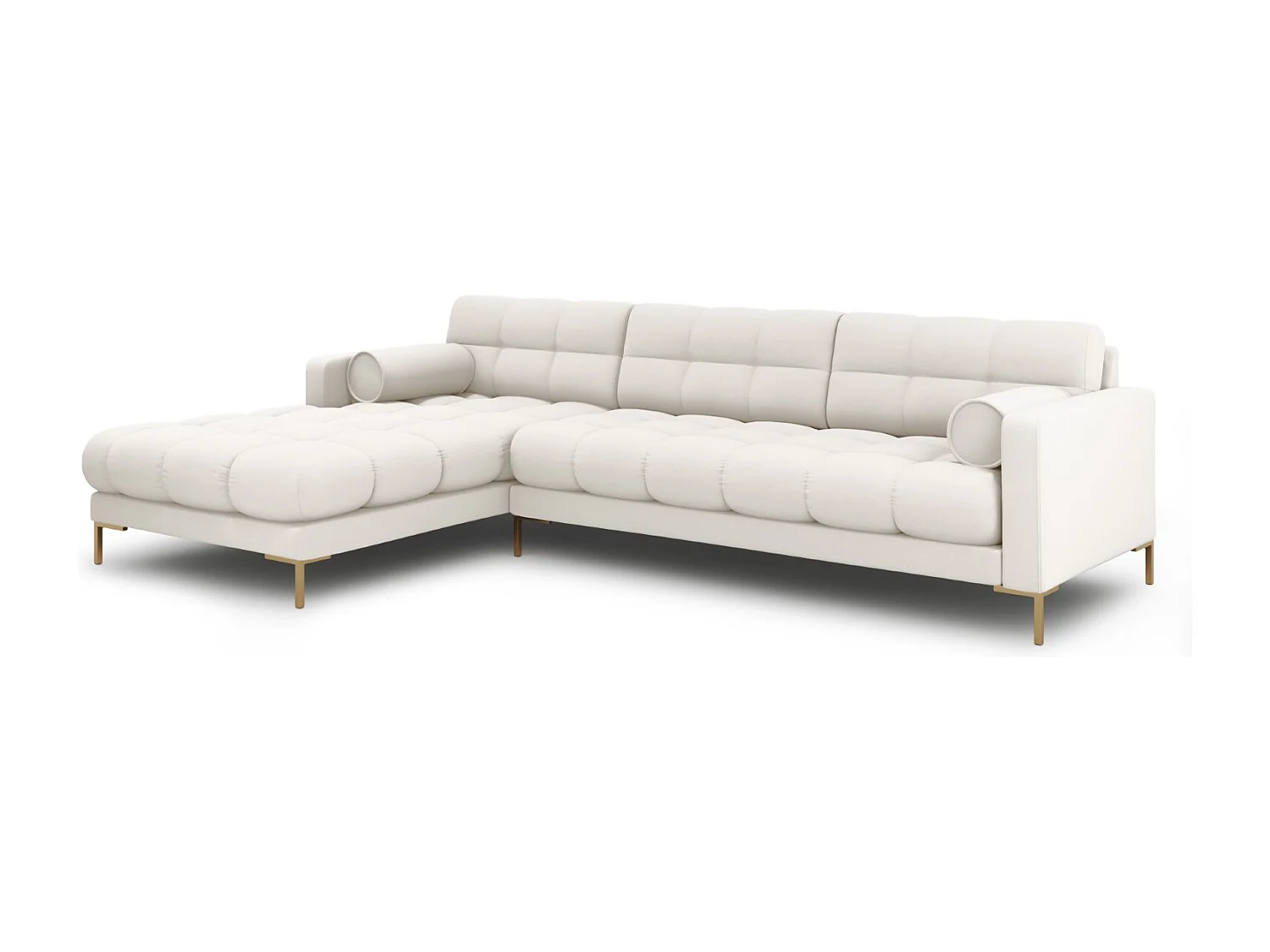 Cosmopolitan Design - Sofá de canto esquerdo "Bali" 5 lugares em tecido estrutural bege claro - 293x185x75cm