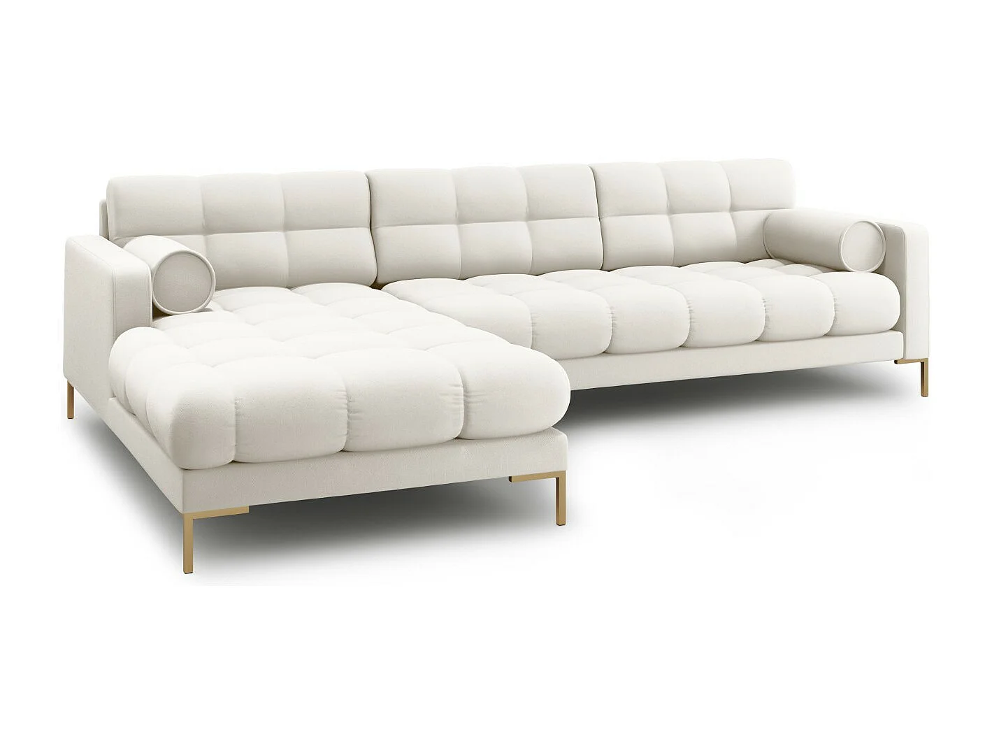 Cosmopolitan Design - Sofá de canto esquerdo "Bali" 5 lugares em tecido estrutural bege claro - 293x185x75cm