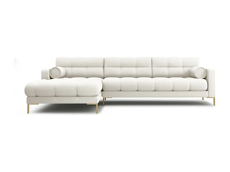 Cosmopolitan Design - Canapé d'angle gauche "Bali" 5 places en tissu structurel beige clair - 293x185x75cm