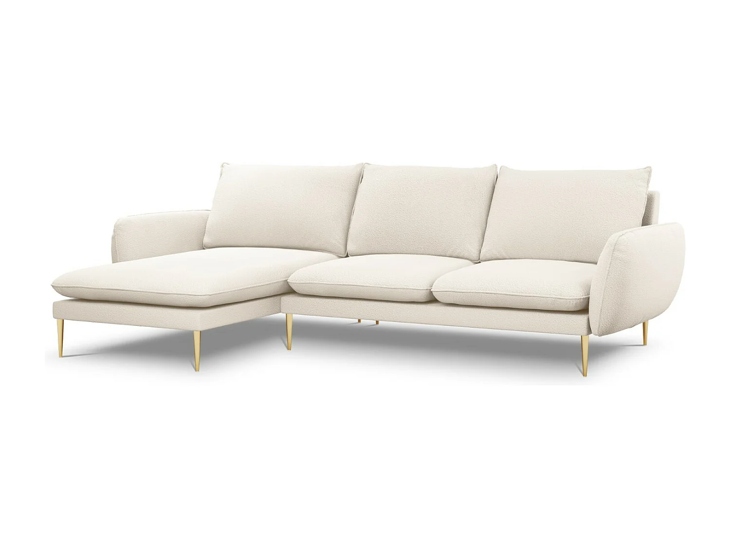 Cosmopolitan Design - Linker hoekbank "Vienna" 5 zitplaatsen, Boucle, Beige - 255x170x95cm