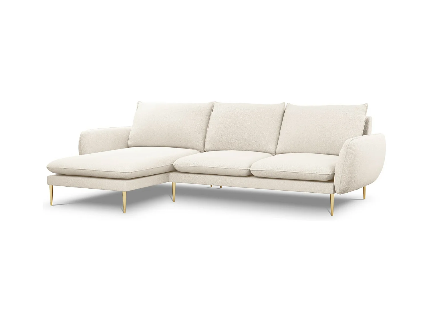 Cosmopolitan Design - Canapé d'angle gauche "Vienna" 5 places en bouclé beige - 255x170x95cm