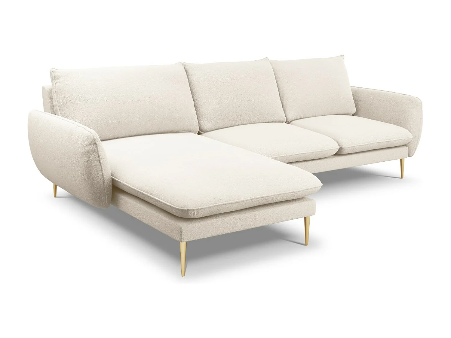 Cosmopolitan Design - Canapé d'angle gauche "Vienna" 5 places en bouclé beige - 255x170x95cm