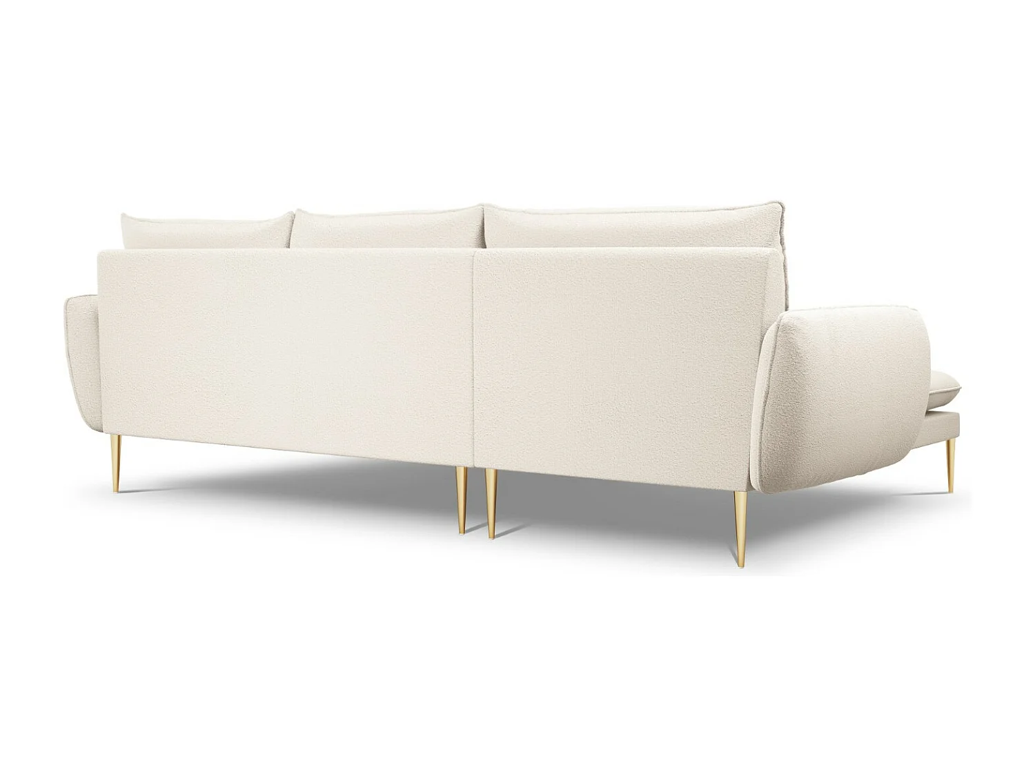 Cosmopolitan Design - Canapé d'angle gauche "Vienna" 5 places en bouclé beige - 255x170x95cm
