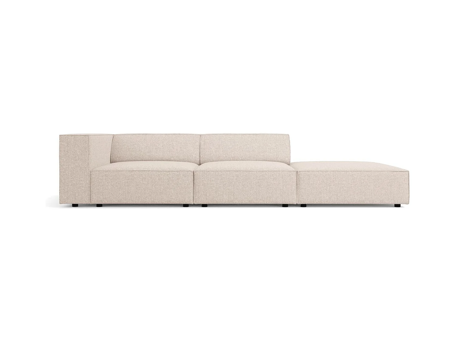 Cosmopolitan Design - Rechte bank "Arendal" 4 zitplaatsen, Chenille, Beige - 262x102x70cm
