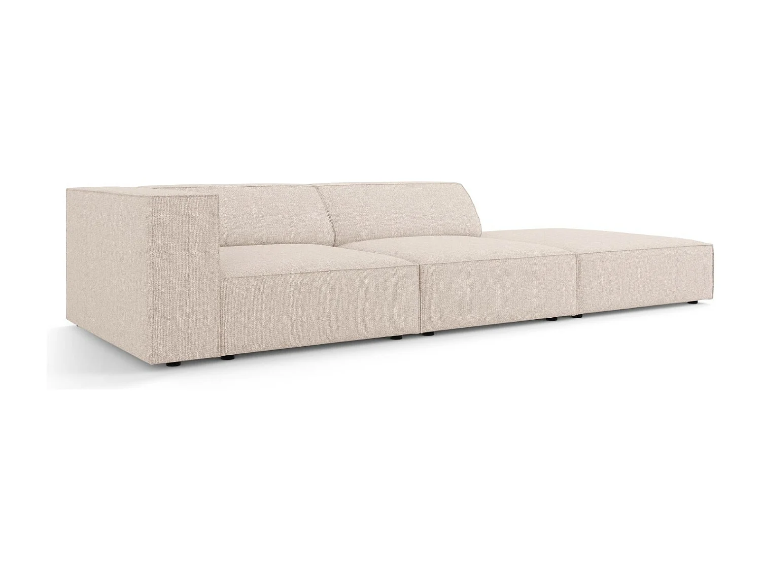 Cosmopolitan Design - Sofá direito "Arendal" 4 lugares em tecido chenille bege - 262x102x70cm