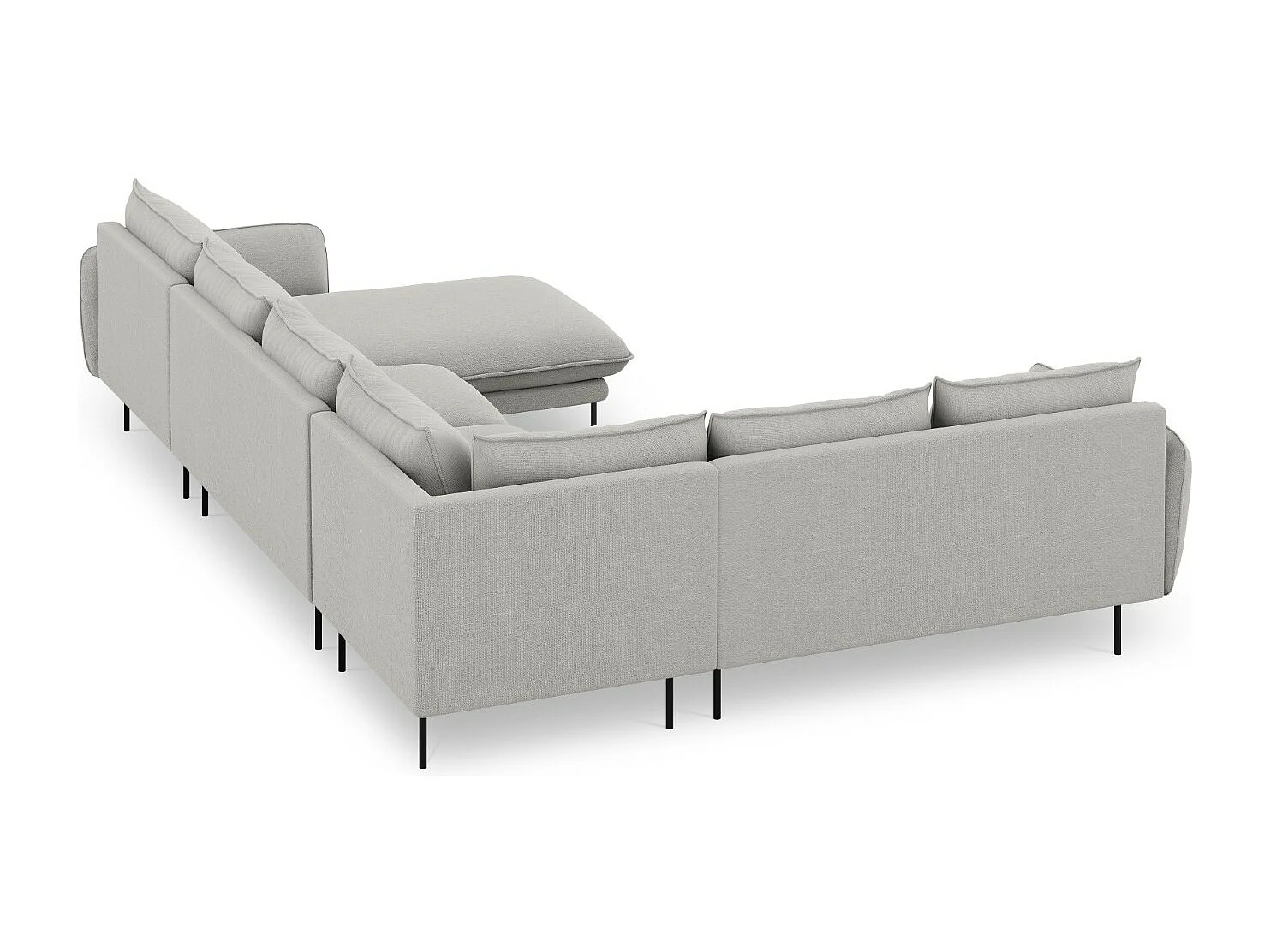 Cosmopolitan Design - Canapé d'angle gauche panoramique "Vienna" 7 places en tissu structurel gris clair - 330x235x95cm