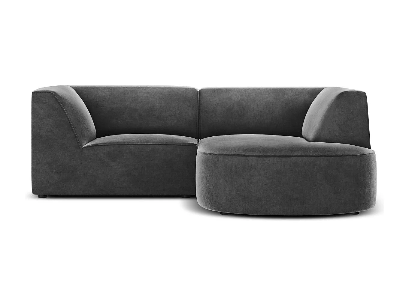 CXL by Christian Lacroix - Divano angolare destro "Charles" 3 posti in velluto grigio scuro - 186x180x69cm