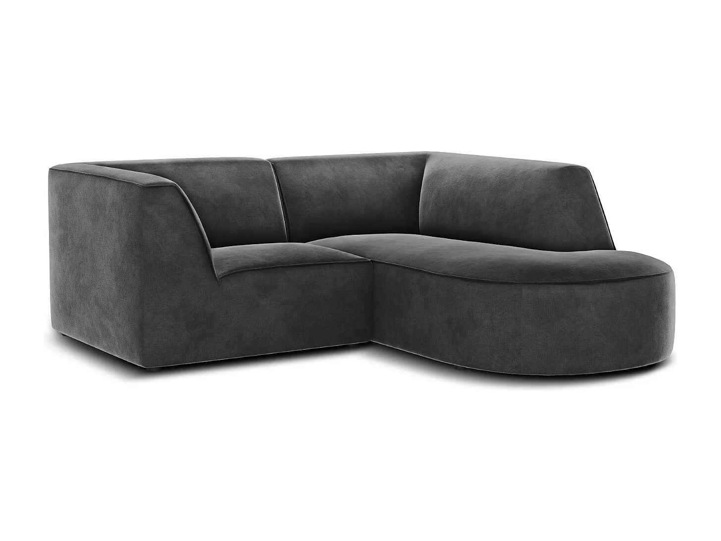 CXL by Christian Lacroix - Divano angolare destro "Charles" 3 posti in velluto grigio scuro - 186x180x69cm