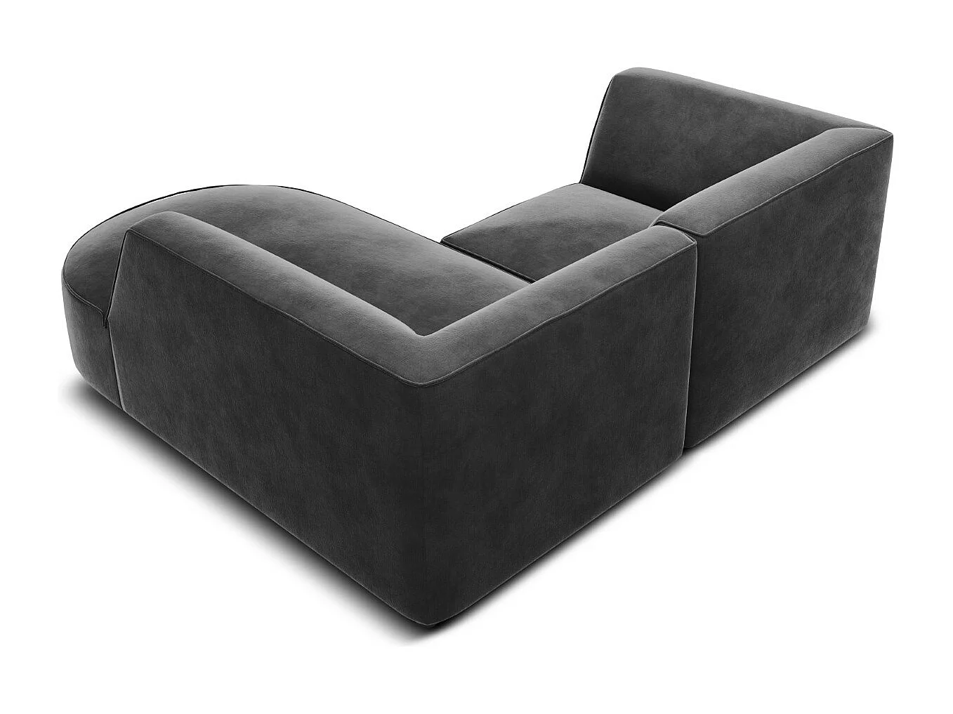 CXL by Christian Lacroix - Divano angolare destro "Charles" 3 posti in velluto grigio scuro - 186x180x69cm