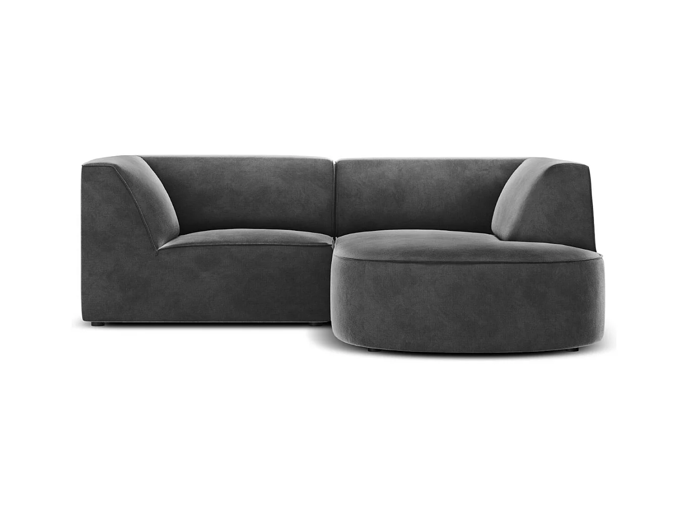 CXL by Christian Lacroix - Rechter hoekbank "Charles" 3 zitplaatsen, Flueel, Donkergrijs - 186x180x69cm