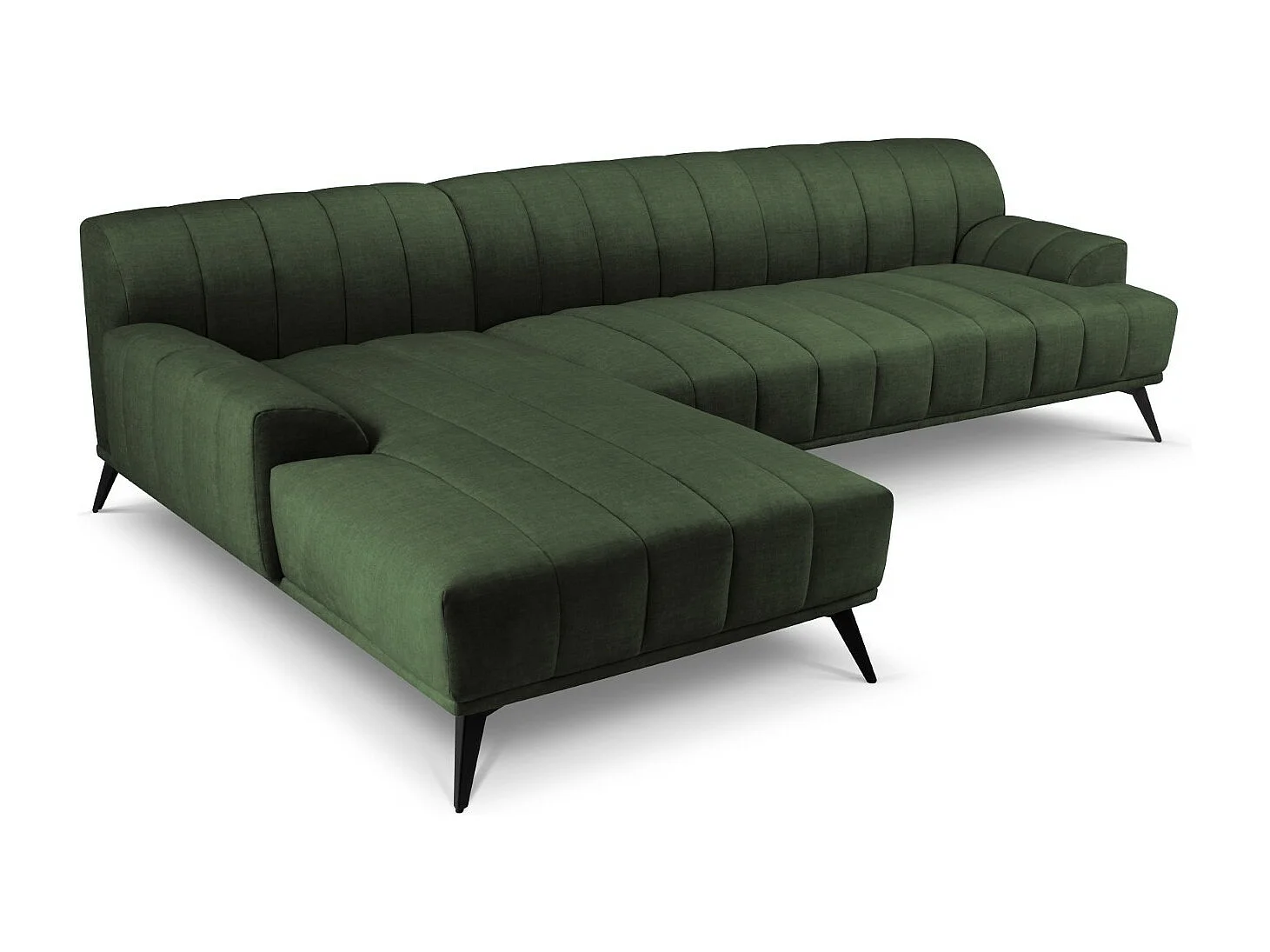 CXL by Christian Lacroix - Canapé d'angle gauche "Rita" 5 places en velours vert - 289x185x77cm