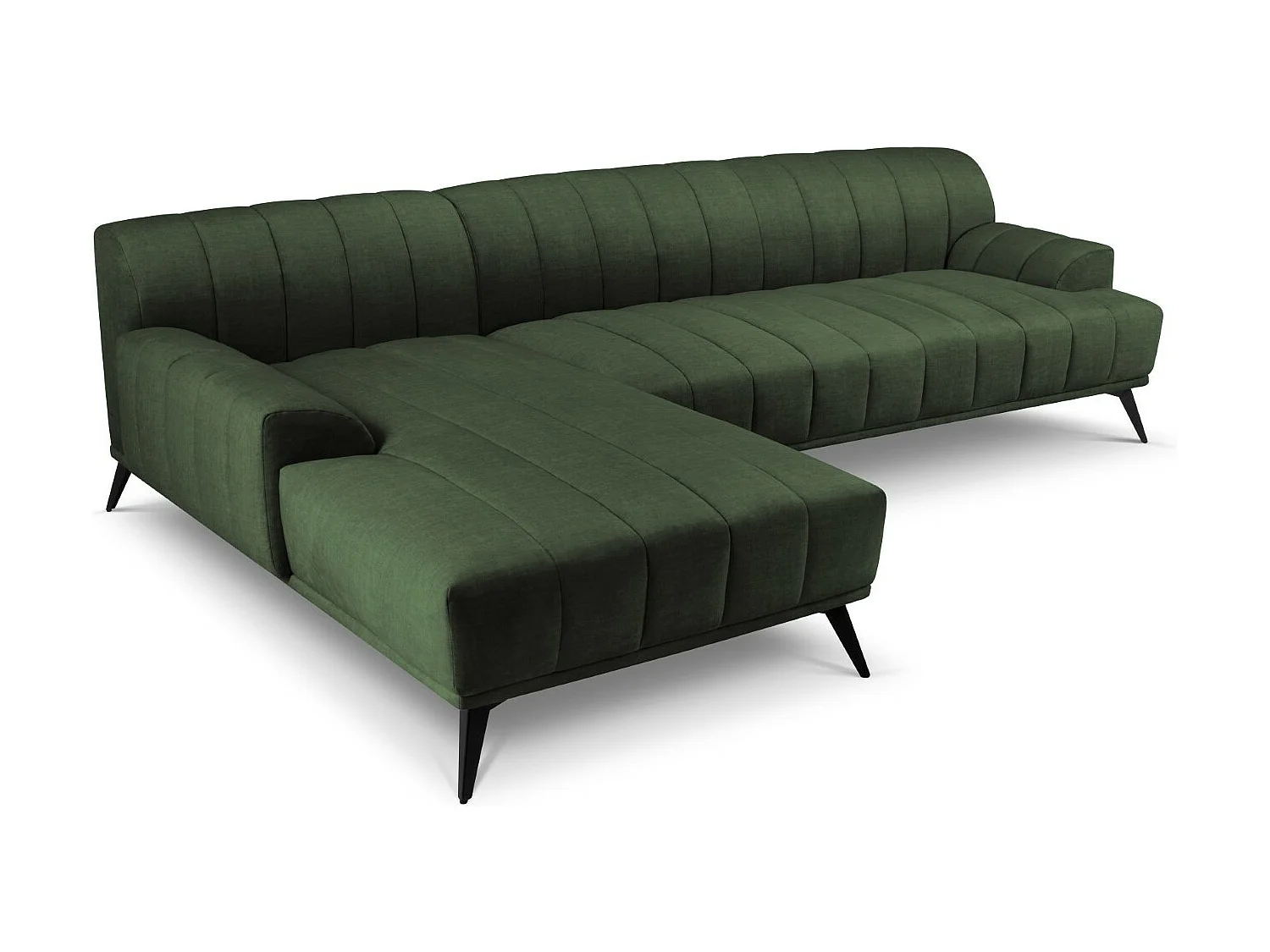 CXL by Christian Lacroix - Canapé d'angle gauche "Rita" 5 places en velours vert - 289x185x77cm