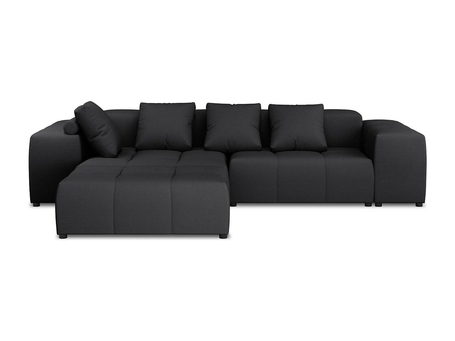 Cosmopolitan Design - Sofá de canto modular simétrico "Rome" 5 lugares em tecido estrutural preto - 320x240x75cm