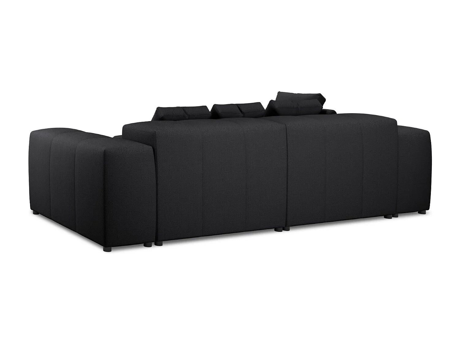 Cosmopolitan Design - Sofá de canto modular simétrico "Rome" 5 lugares em tecido estrutural preto - 320x240x75cm