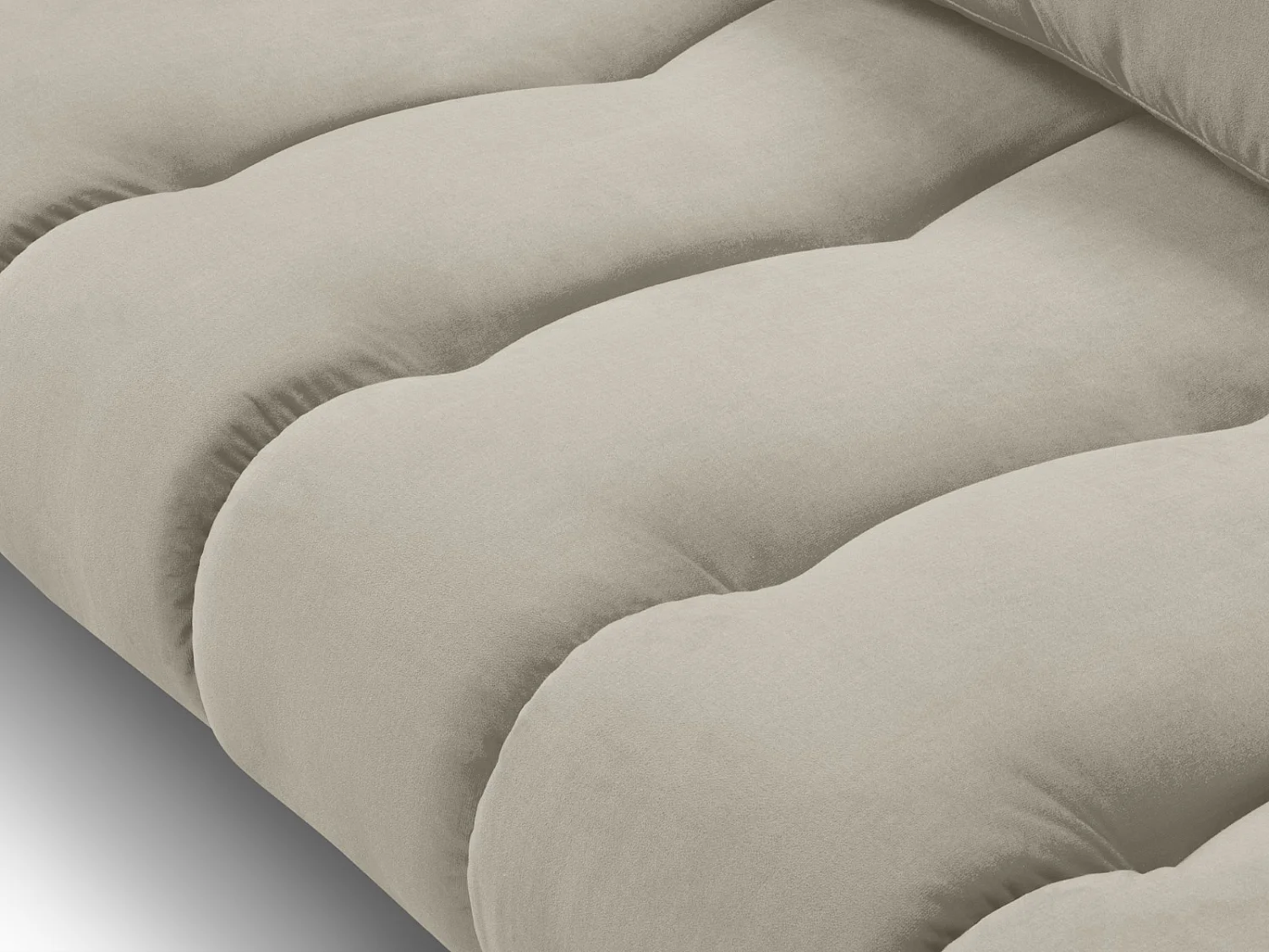 Cosmopolitan Design - Sofá esquinero derecho "Hastings" 5 plazas de terciopelo beige - 301x216x75cm