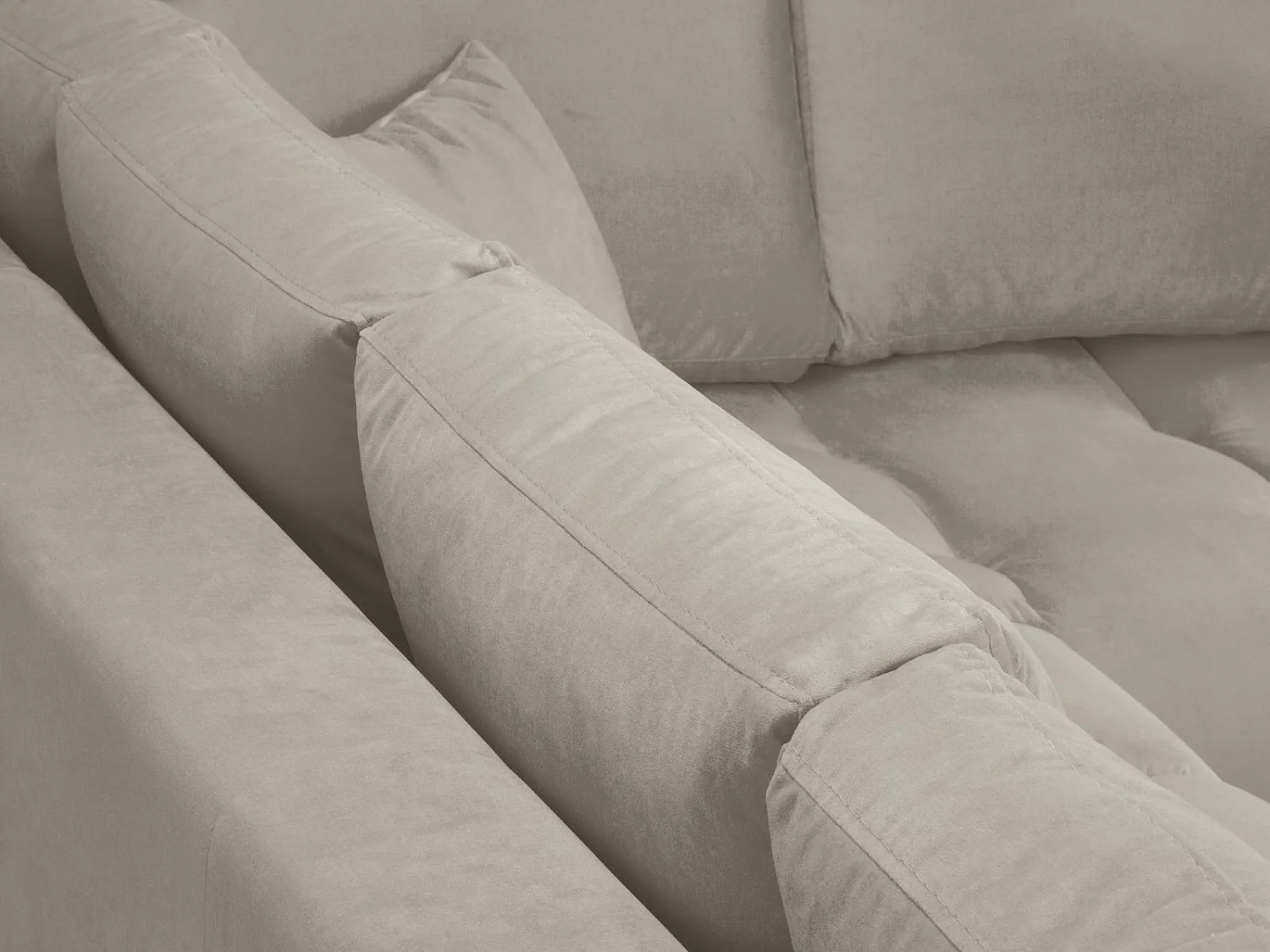 Cosmopolitan Design - Sofá esquinero derecho "Hastings" 5 plazas de terciopelo beige - 301x216x75cm