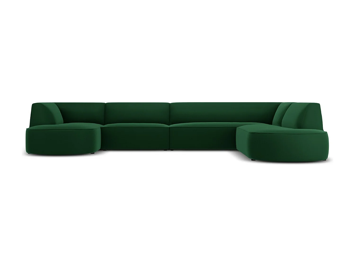 CXL by Christian Lacroix - Sofá de canto direito panorâmico "Charles" 7 lugares em veludo verde - 366x273x69cm