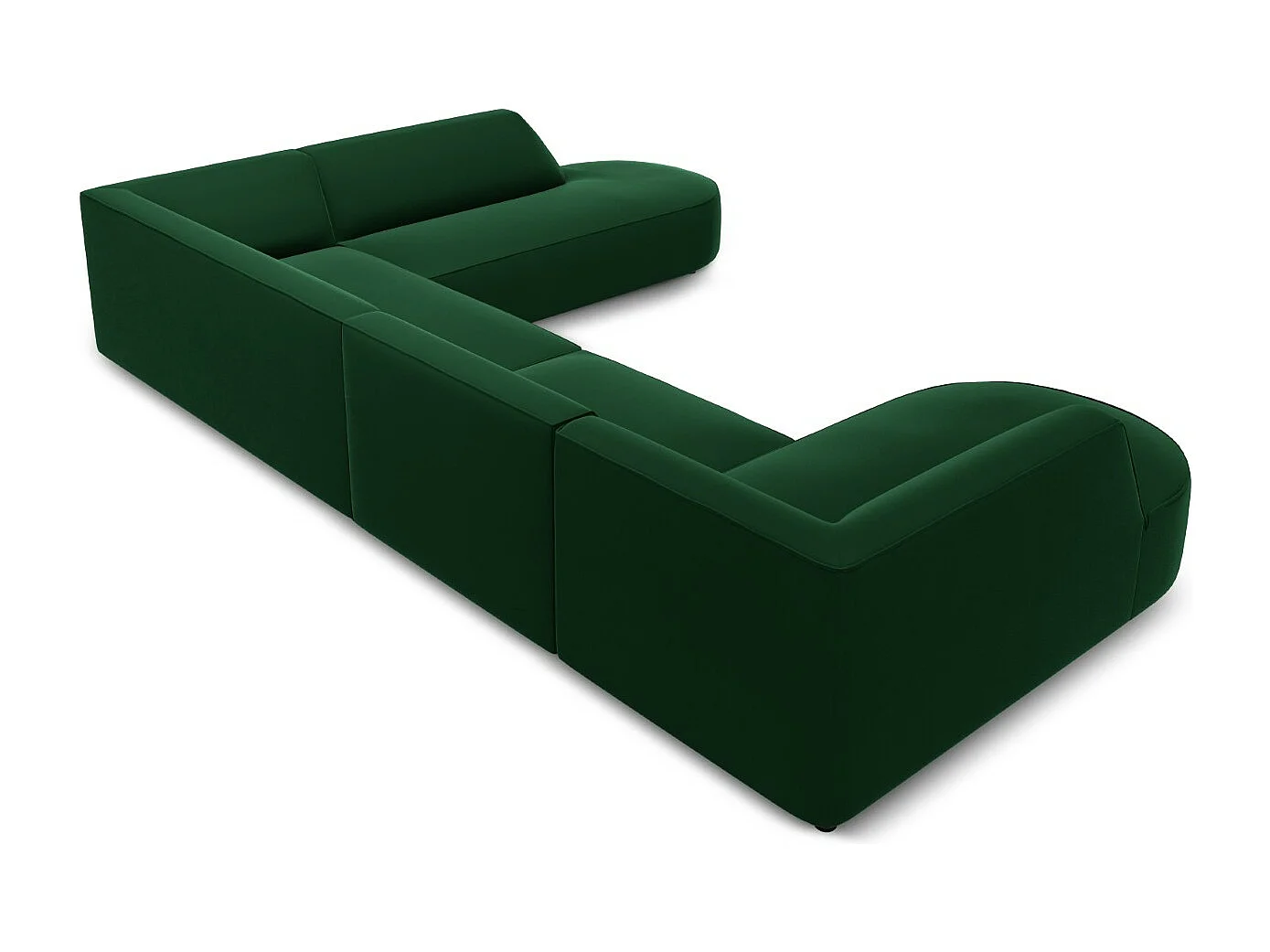 CXL by Christian Lacroix - Sofá de canto direito panorâmico "Charles" 7 lugares em veludo verde - 366x273x69cm