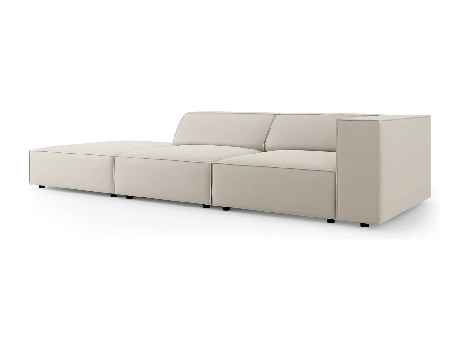 Cosmopolitan Design - 4-Sitzer linkes Sofa "Arendal" aus Samt Ecru - 262x102x70cm