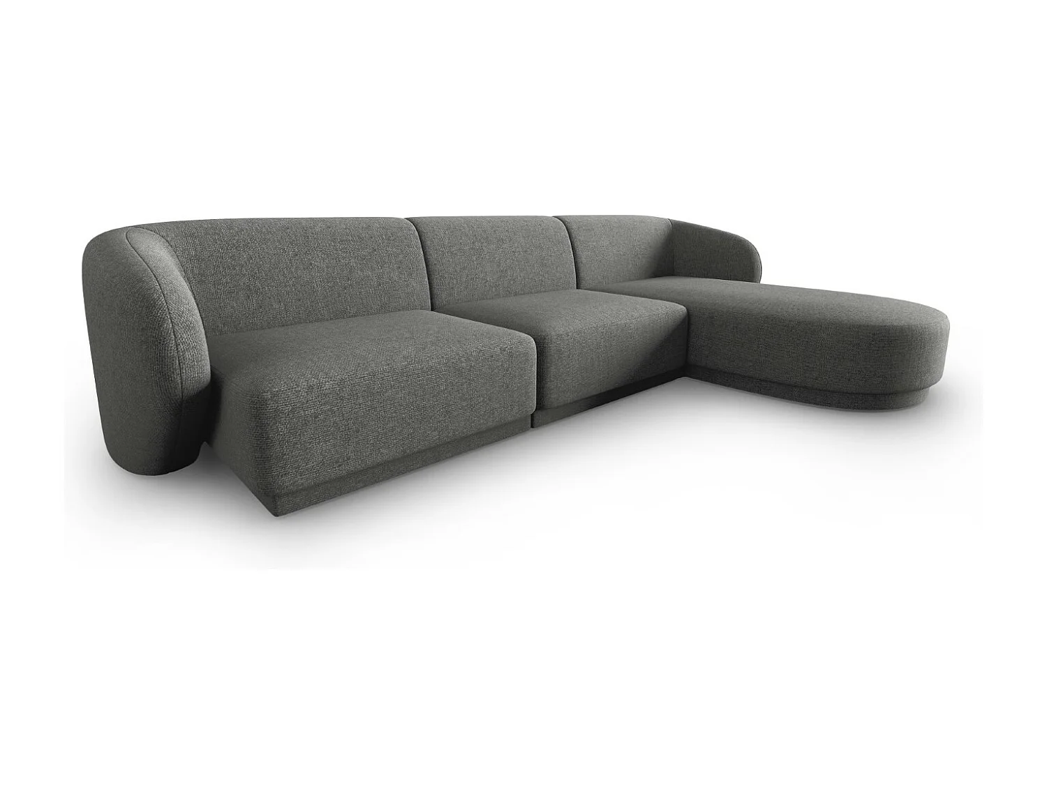 CXL by Christian Lacroix - Canapé d'angle droit modulable "Lionel" 4 places en chenille gris foncé mélange - 266x155x74cm