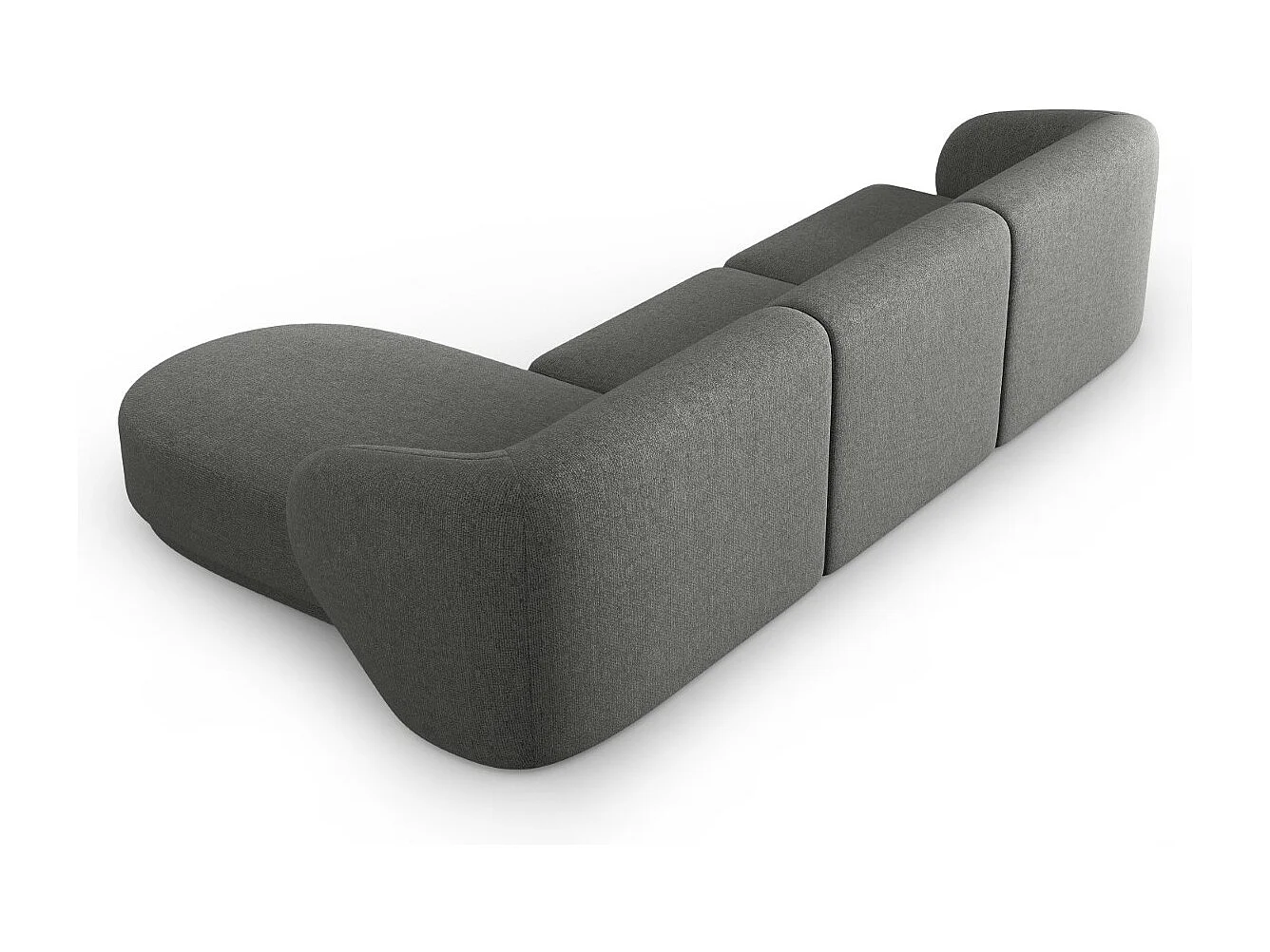 CXL by Christian Lacroix - Canapé d'angle droit modulable "Lionel" 4 places en chenille gris foncé mélange - 266x155x74cm