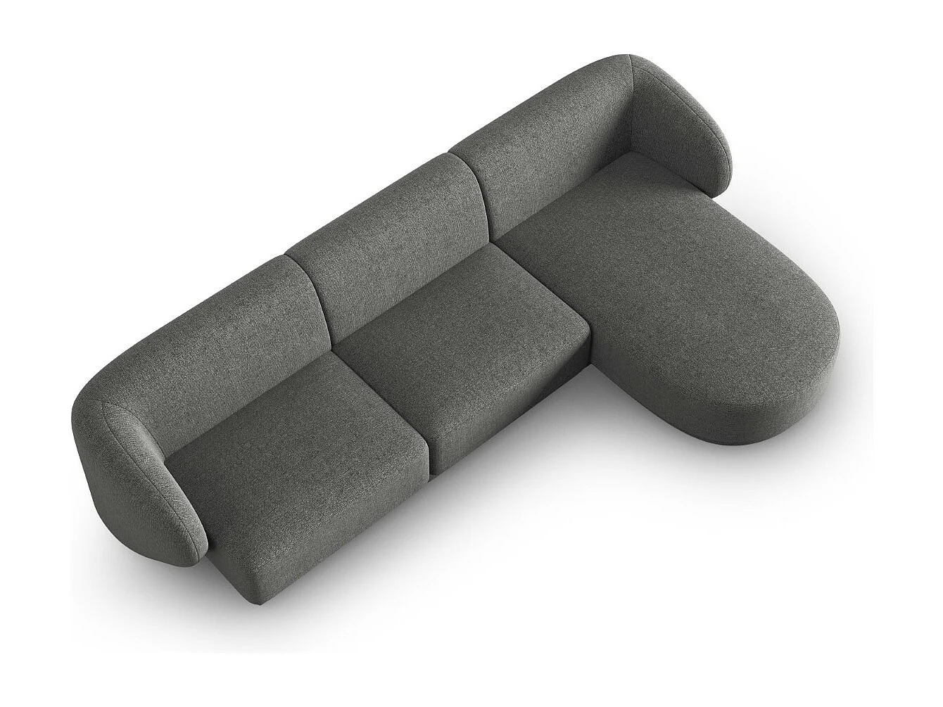 CXL by Christian Lacroix - Canapé d'angle droit modulable "Lionel" 4 places en chenille gris foncé mélange - 266x155x74cm