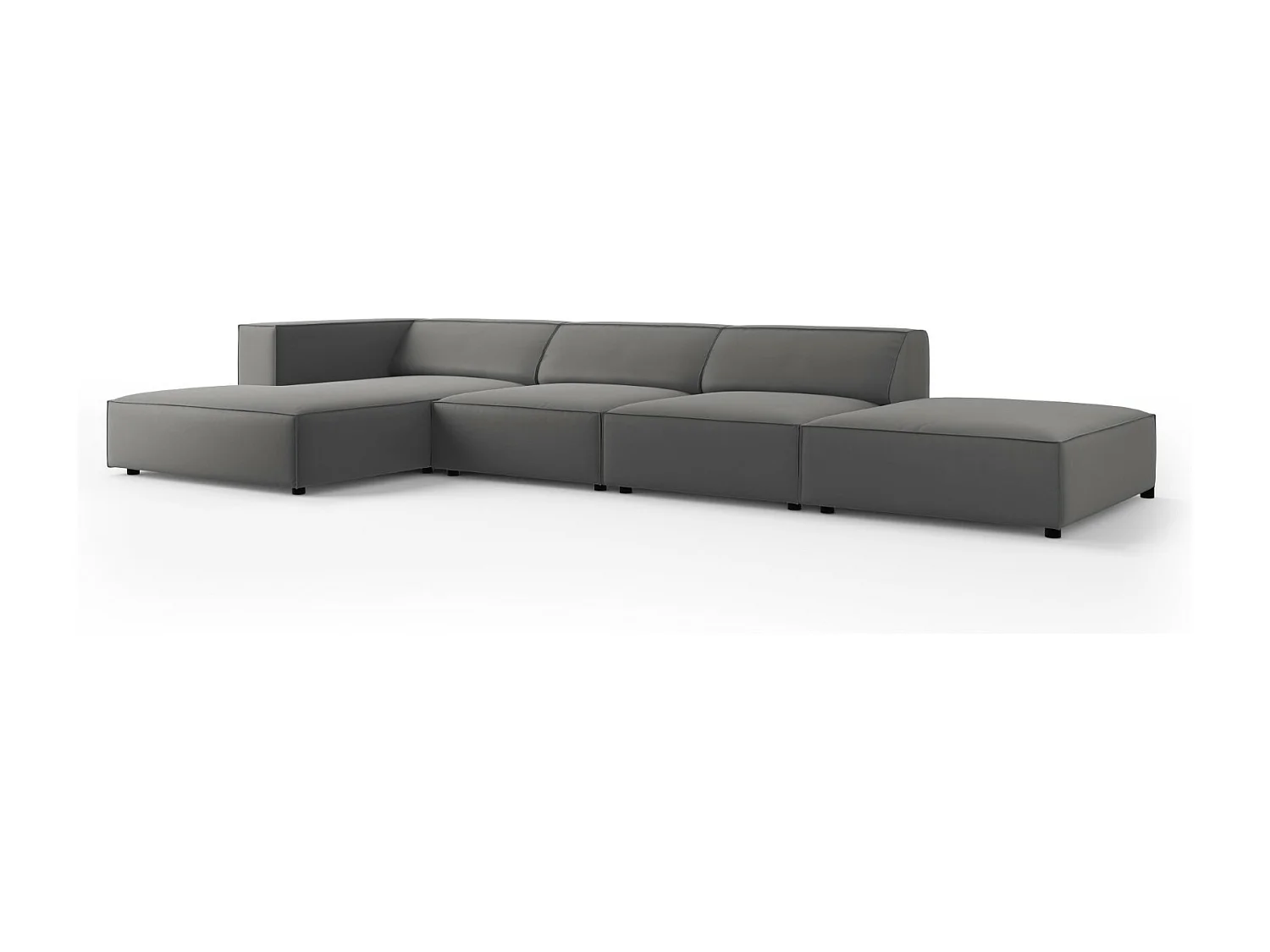 Cosmopolitan Design - Linker hoekbank "Arendal" 5 zitplaatsen, Flueel, Cement - 341x166x70cm