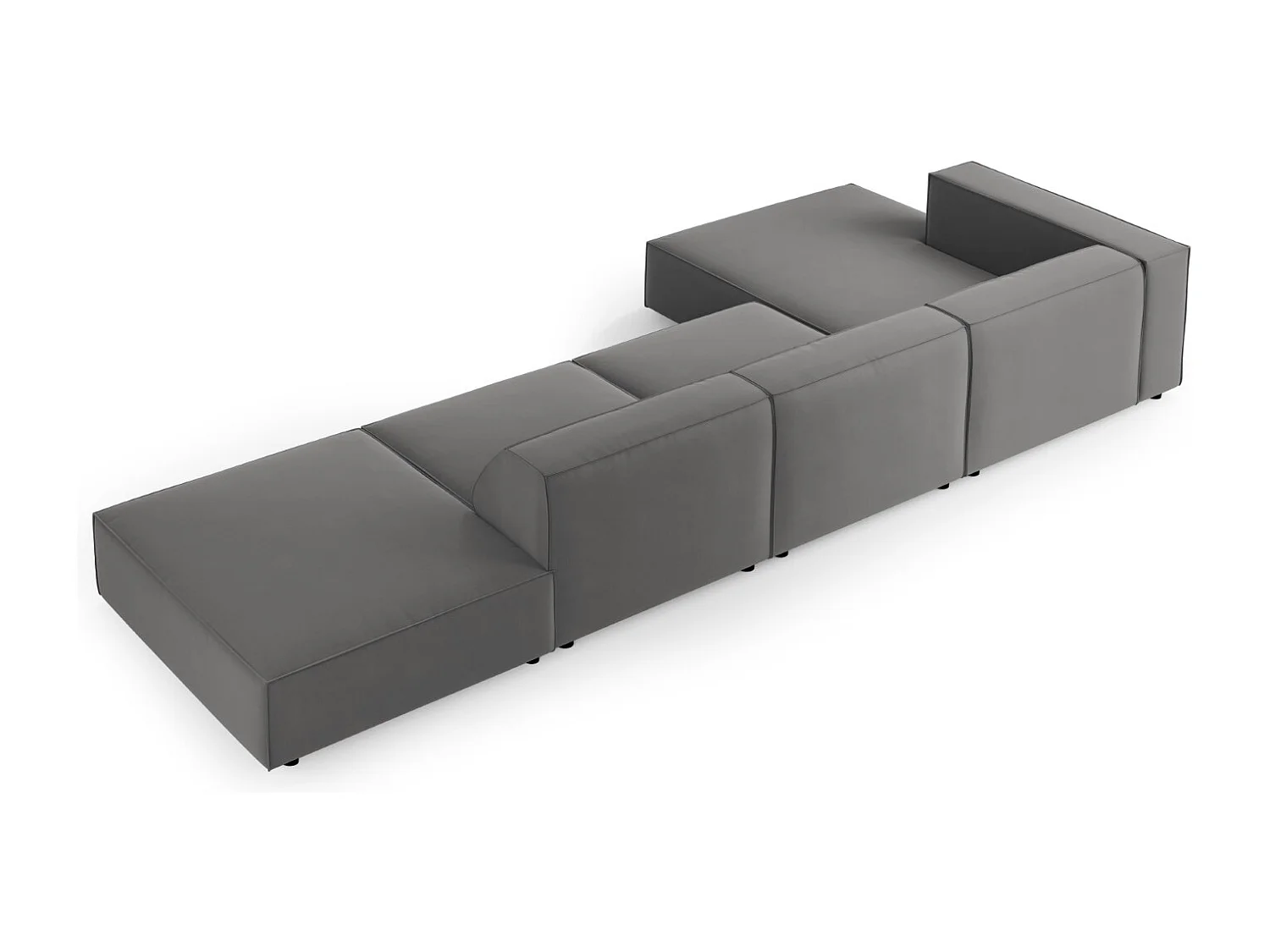 Cosmopolitan Design - Linker hoekbank "Arendal" 5 zitplaatsen, Flueel, Cement - 341x166x70cm