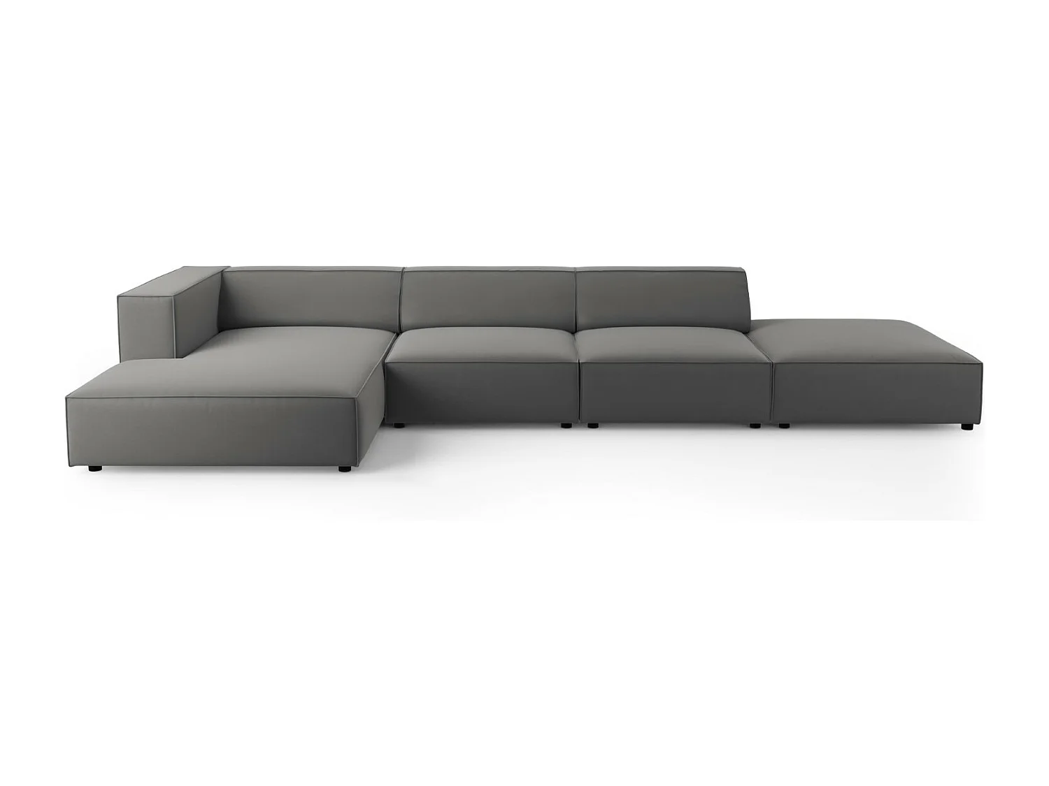 Cosmopolitan Design - Sofá de canto esquerdo "Arendal" 5 lugares em veludo cimento - 341x166x70cm