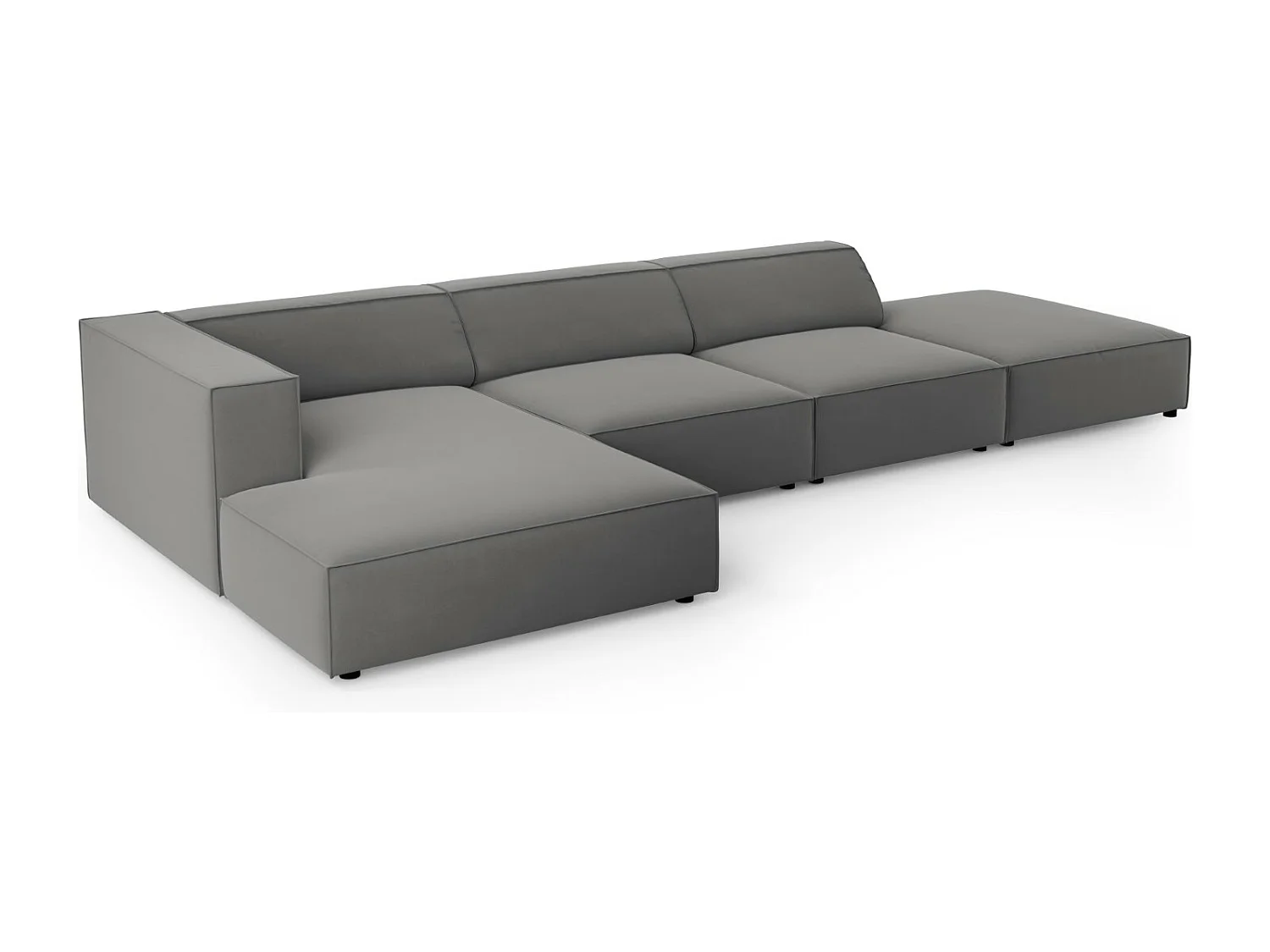 Cosmopolitan Design - Sofá de canto esquerdo "Arendal" 5 lugares em veludo cimento - 341x166x70cm