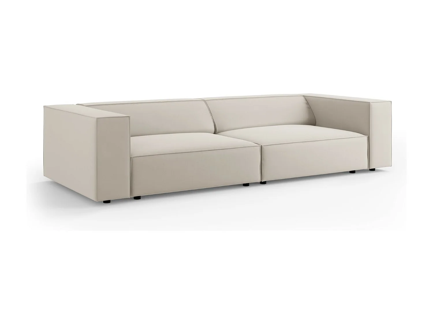 Cosmopolitan Design - Sofa, "Arendal" 4 miejsca welur, ecru - 244x102x70cm