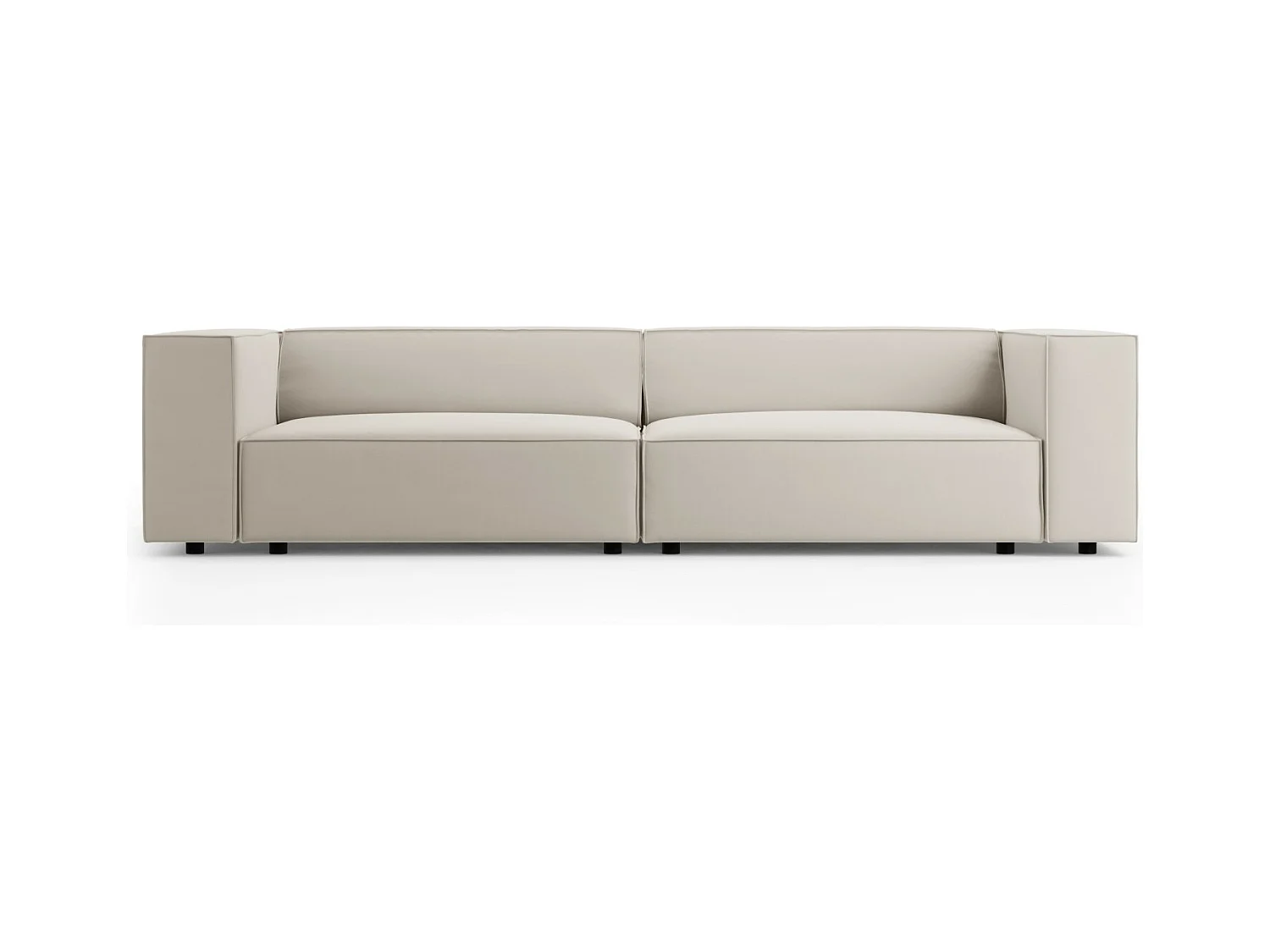 Cosmopolitan Design - Canapé "Arendal" 4 places en velours écru - 244x102x70cm