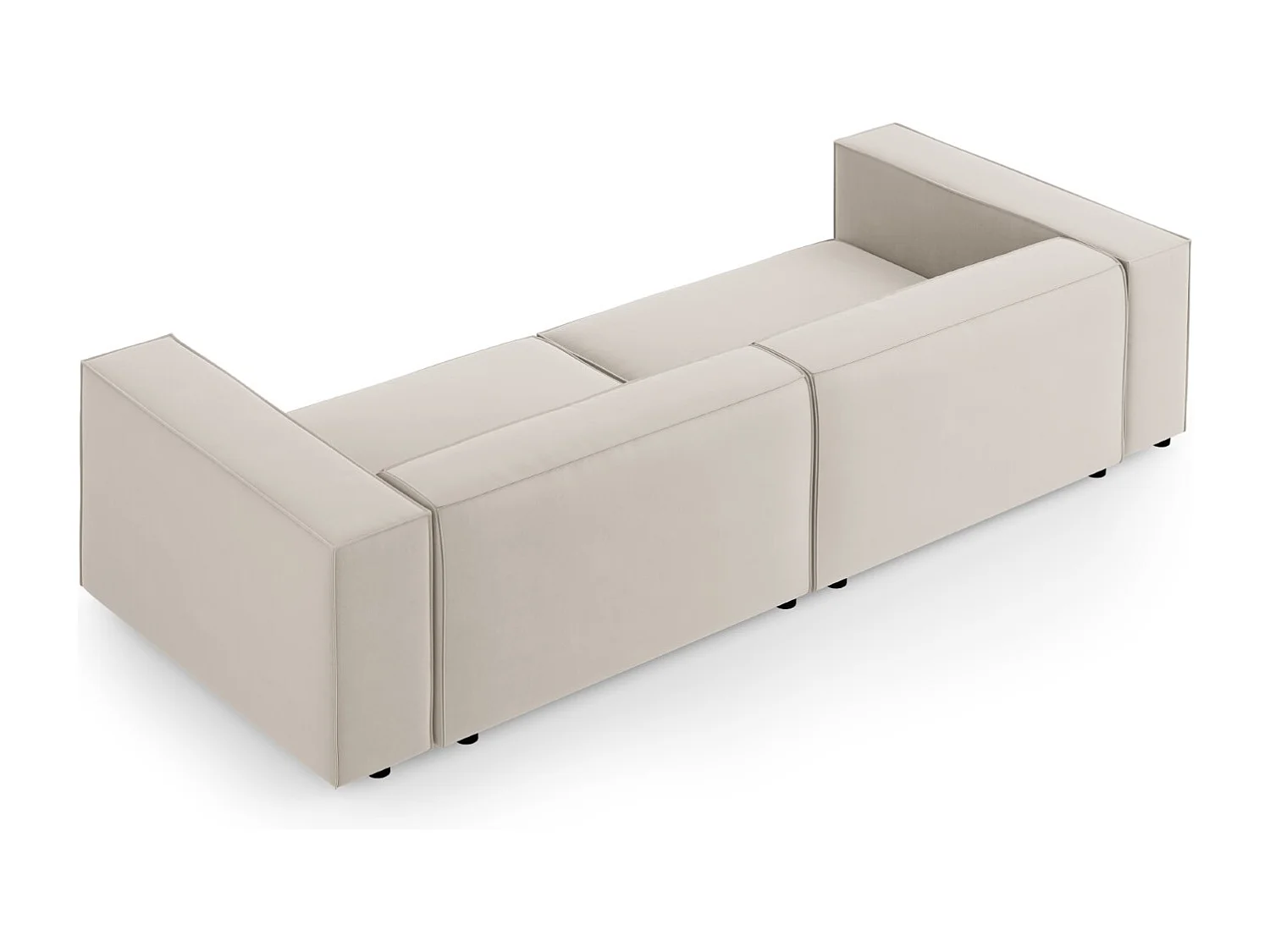 Cosmopolitan Design - Sofá "Arendal" 4 lugares em veludo cru - 244x102x70cm