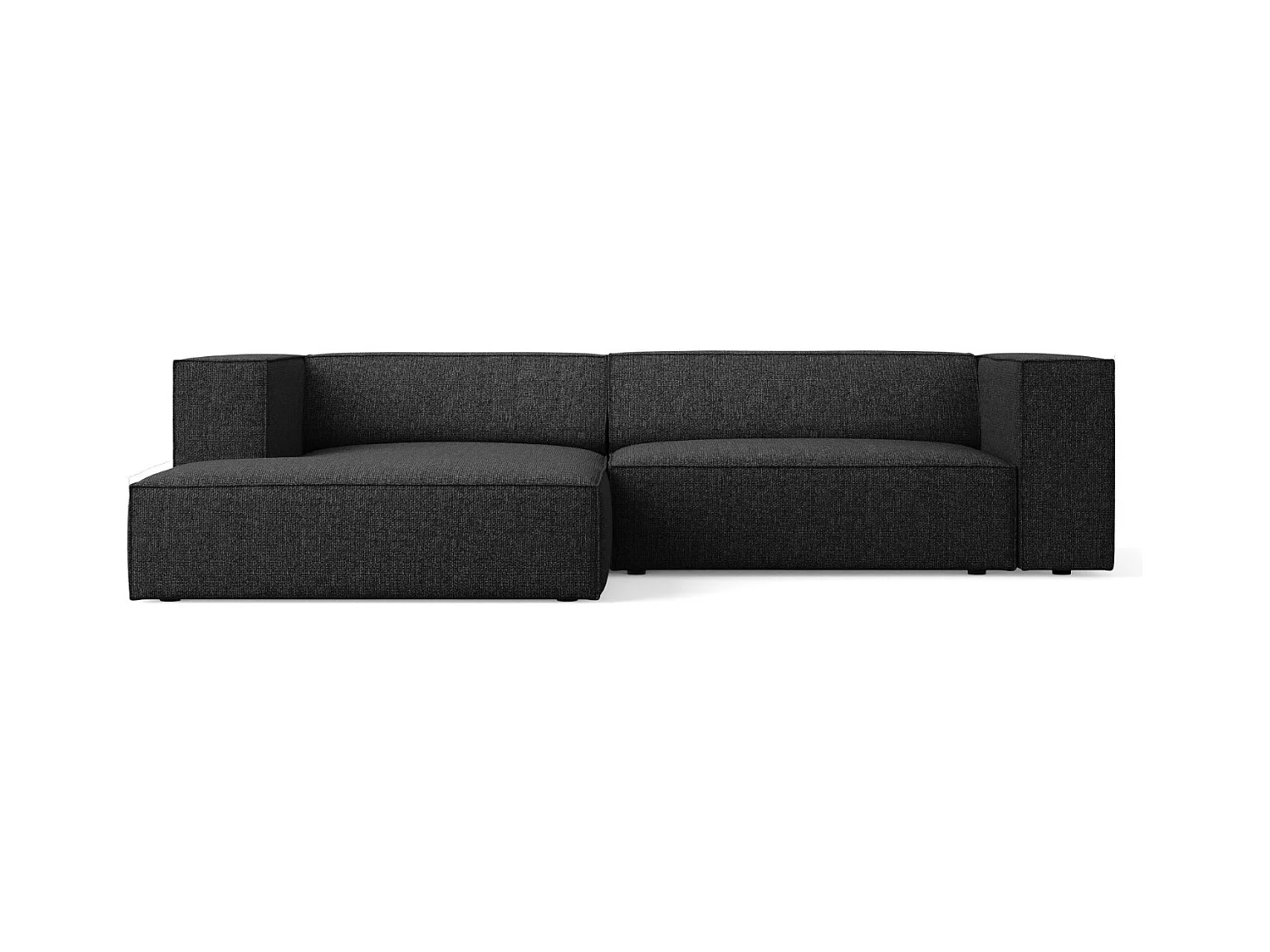 Cosmopolitan Design - Canapé d'angle gauche "Arendal" 3 places en chenille noir - 224x166x70cm