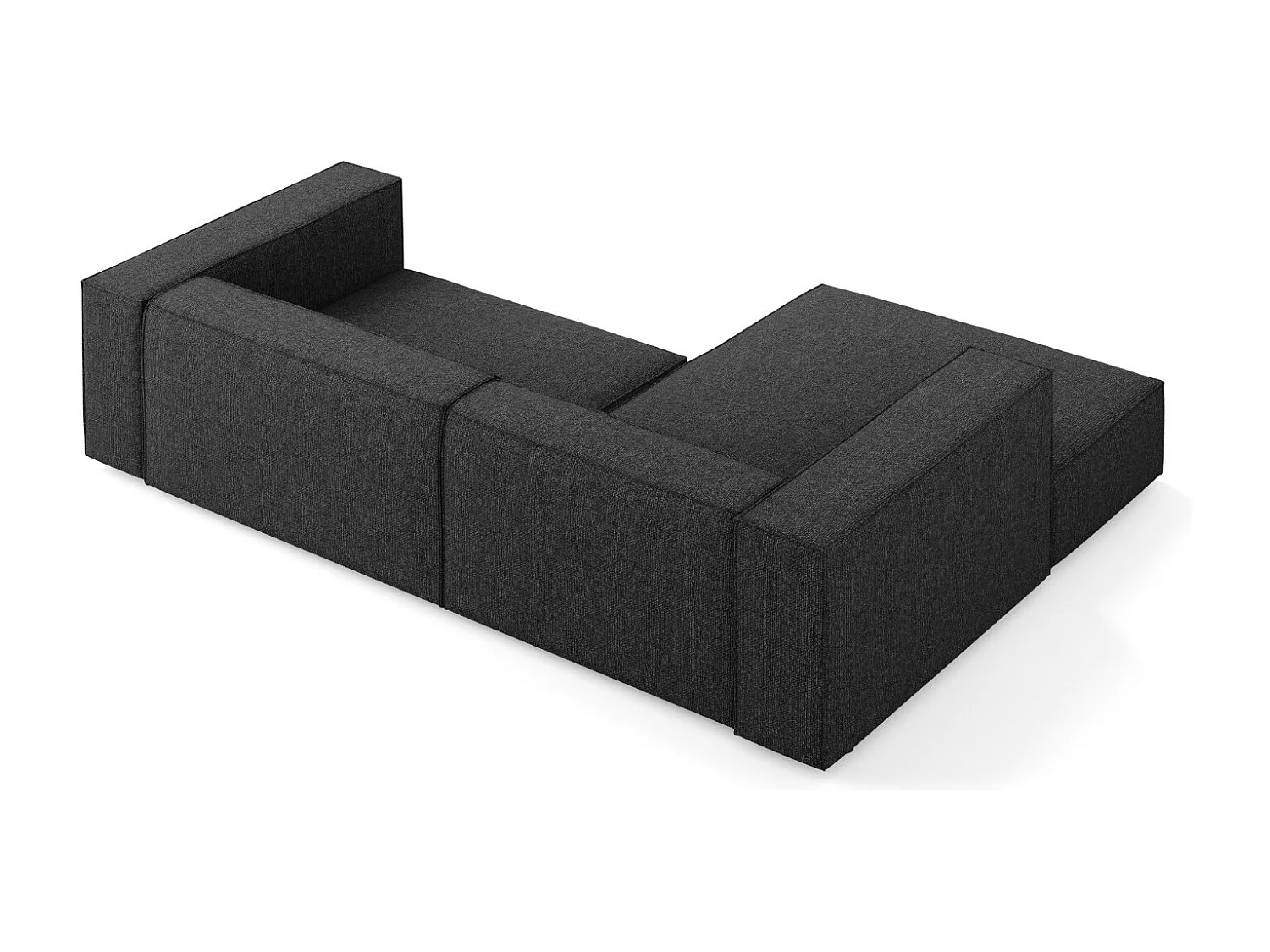 Cosmopolitan Design - Sofá de canto esquerdo "Arendal" 3 lugares em tecido chenille preto - 224x166x70cm