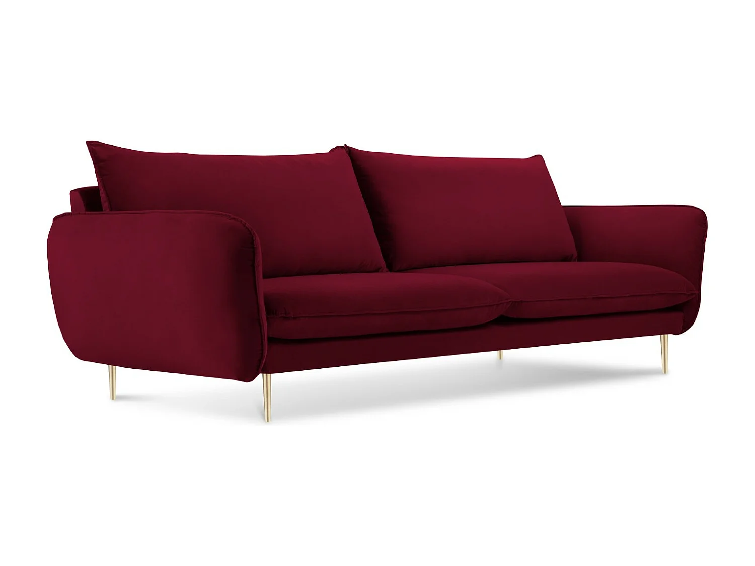 Cosmopolitan Design - Canapé "Vienna" 3 places en velours rouge - 200x92x95cm