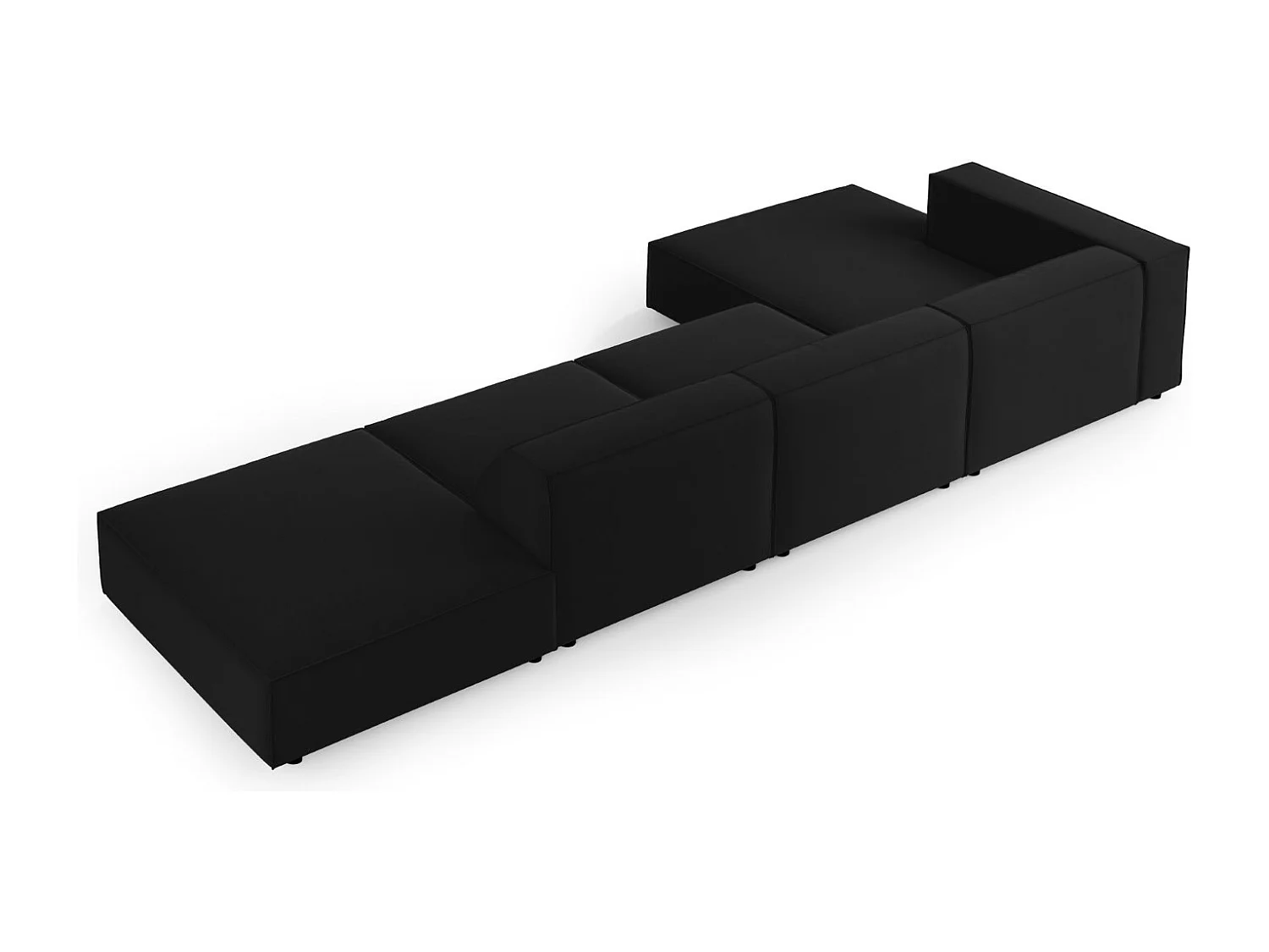 Cosmopolitan Design - Linker hoekbank "Arendal" 5 zitplaatsen, Flueel, Zwart - 341x166x70cm