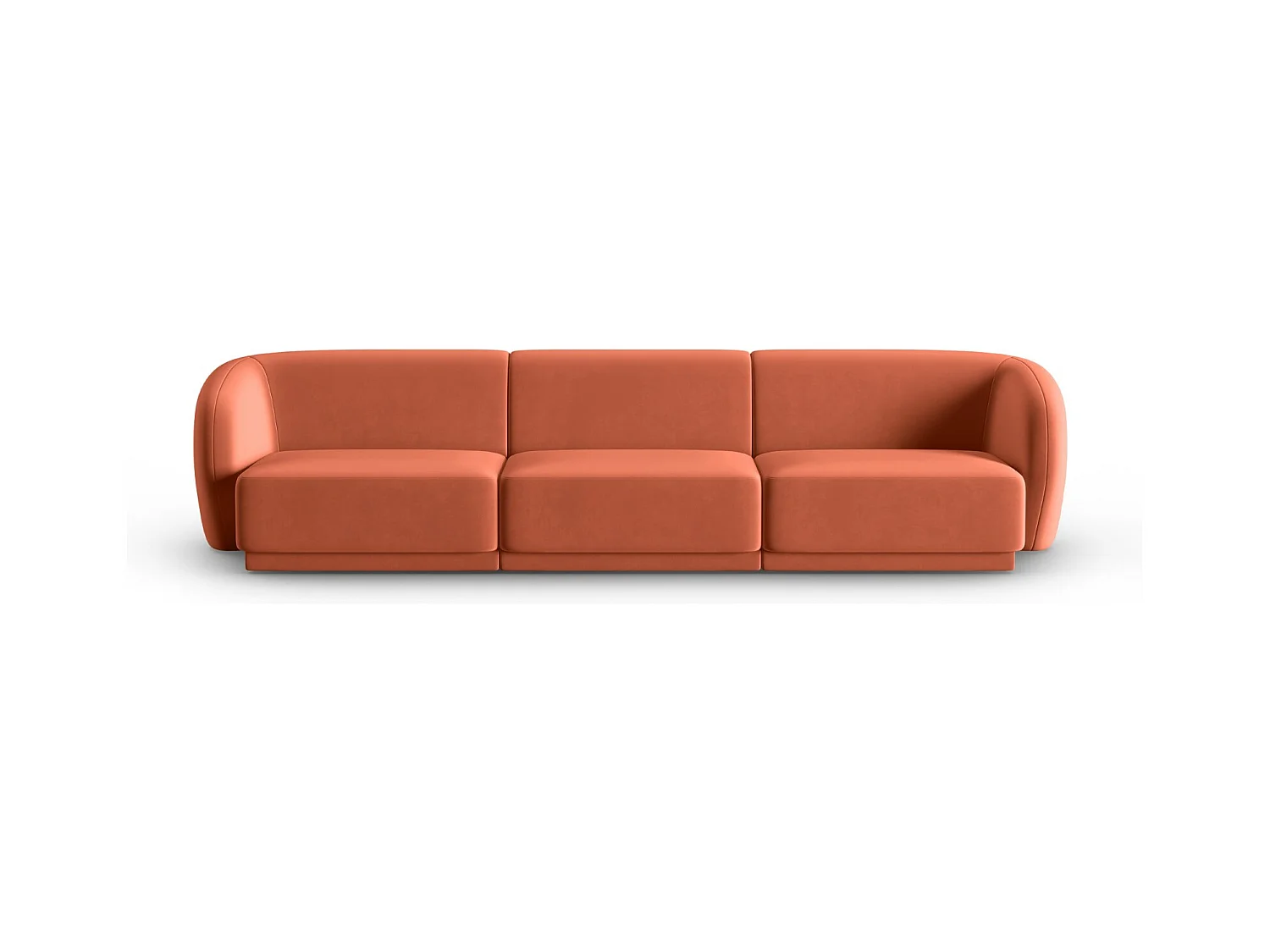 CXL by Christian Lacroix - Modulaire bank "Lionel" 3 zitplaatsen, Flueel, Koraal - 266x93x74cm
