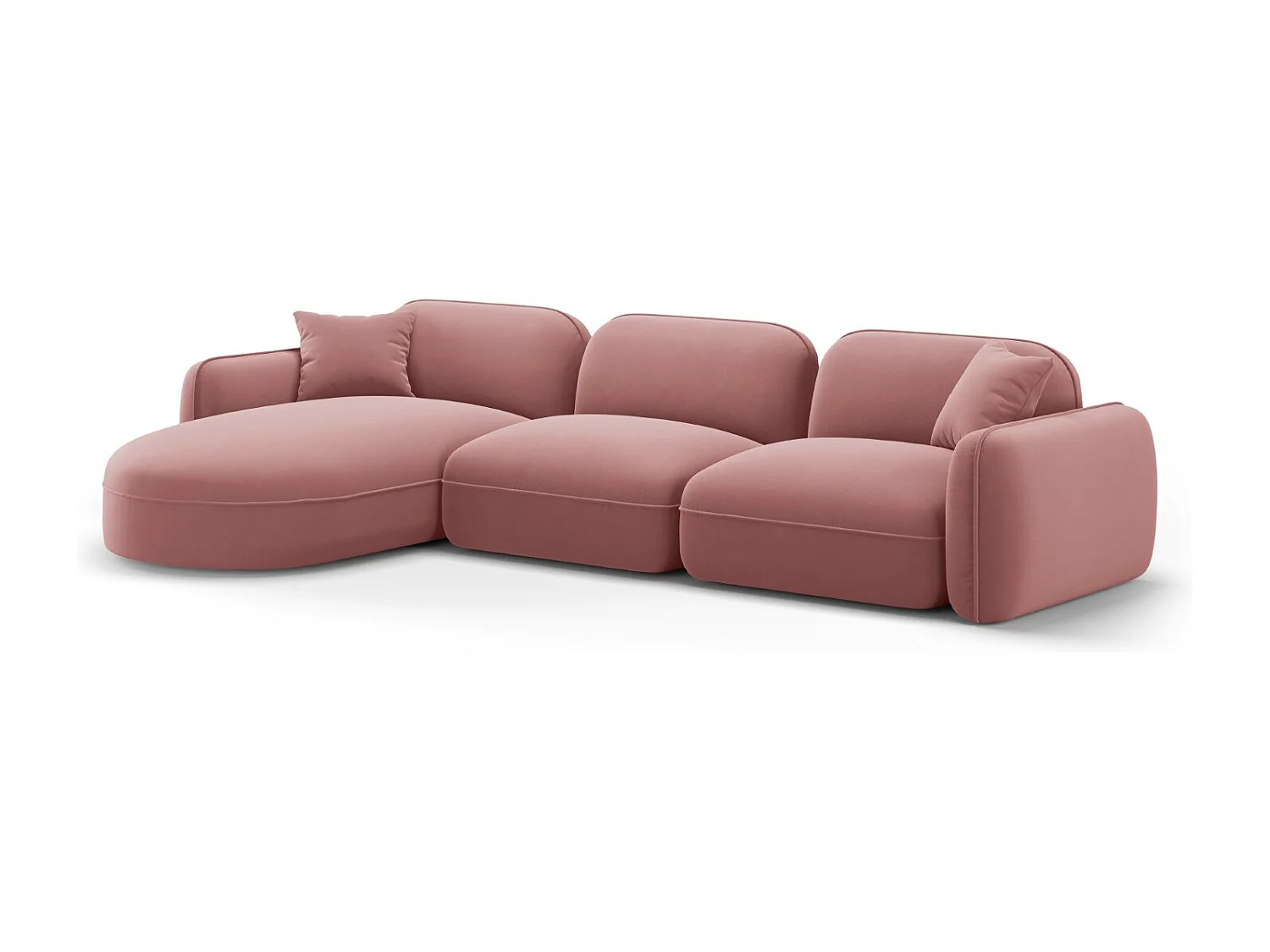 CXL by Christian Lacroix - Divano angolare modulare sinistro "Lucien" 4 posti in velluto salmone - 320x165x70cm