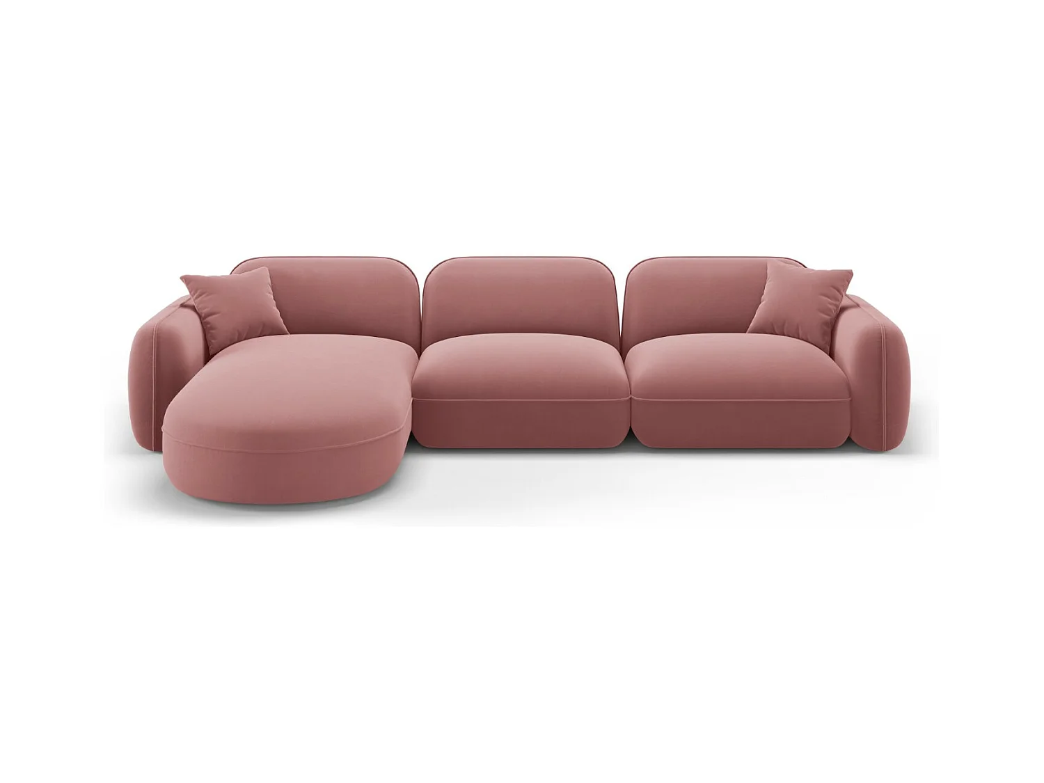 CXL by Christian Lacroix - Modulaire hoekbank links "Lucien" 4 zitplaatsen, Flueel, Zalm - 320x165x70cm