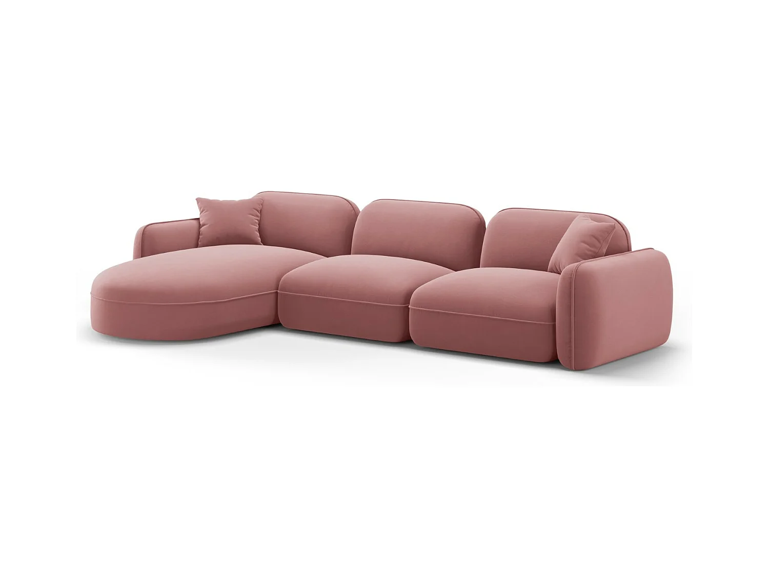 CXL by Christian Lacroix - Canapé d'angle gauche modulable "Lucien" 4 places en velours saumon - 320x165x70cm