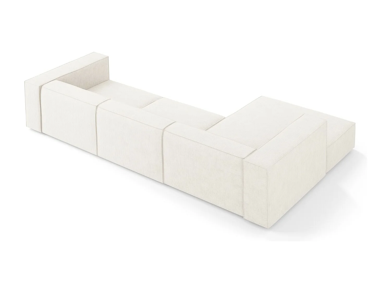 Cosmopolitan Design - Sofá de canto esquerdo "Arendal" 4 lugares em tecido chenille com efeito canelado marfim - 284x166x70cm