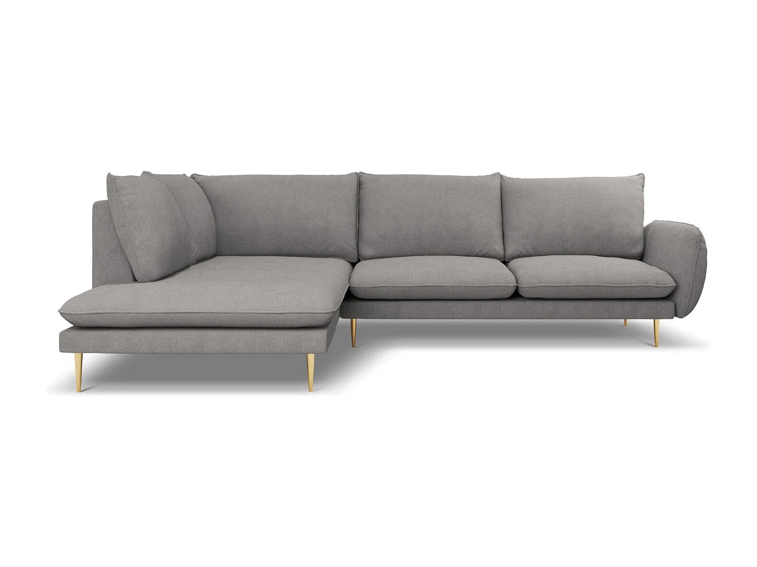 Cosmopolitan Design - Sofá esquinero izquierdo "Vienna" 6 plazas de tejido estructural gris oscuro - 275x185x95cm