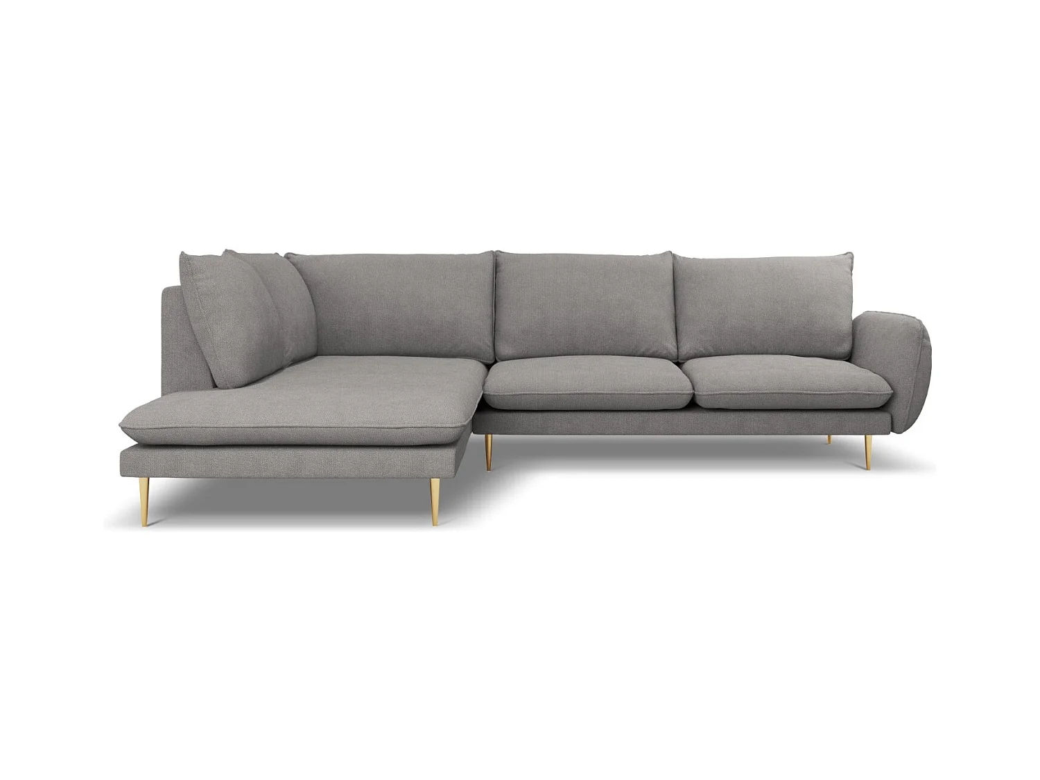 Cosmopolitan Design - Sofá de canto esquerdo "Vienna" 6 lugares em tecido estrutural cinza escuro - 275x185x95cm