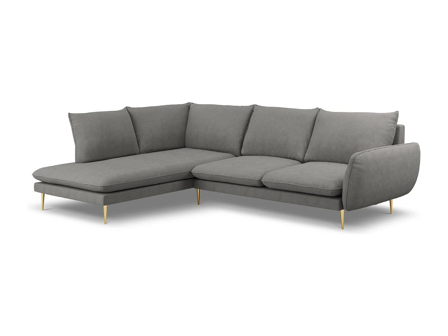 Cosmopolitan Design - Sofá de canto esquerdo "Vienna" 6 lugares em tecido estrutural cinza escuro - 275x185x95cm