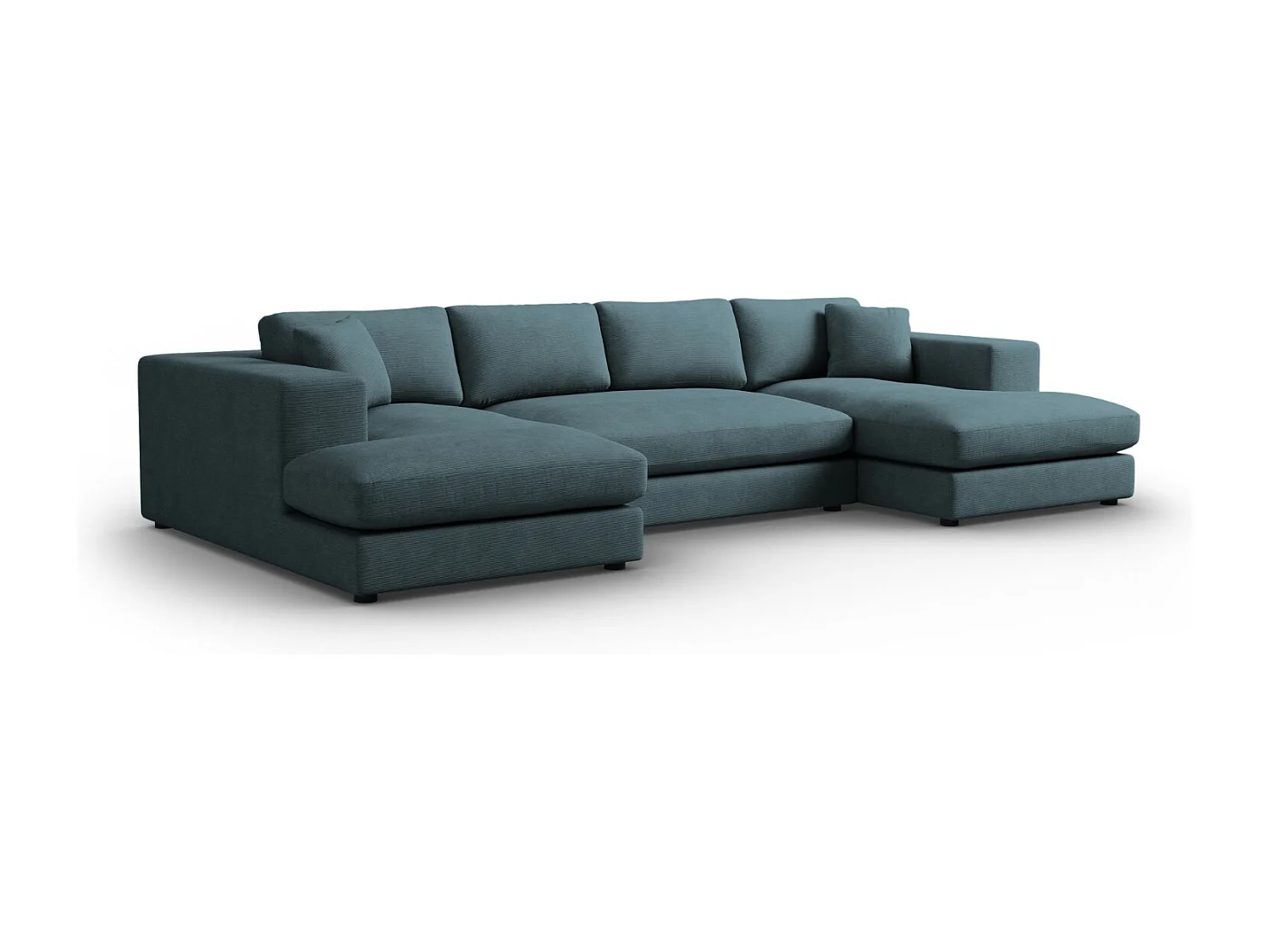 CXL by Christian Lacroix - Sofá panorámico "Tendance" 5 plazas de pana azul - 344x170x72cm