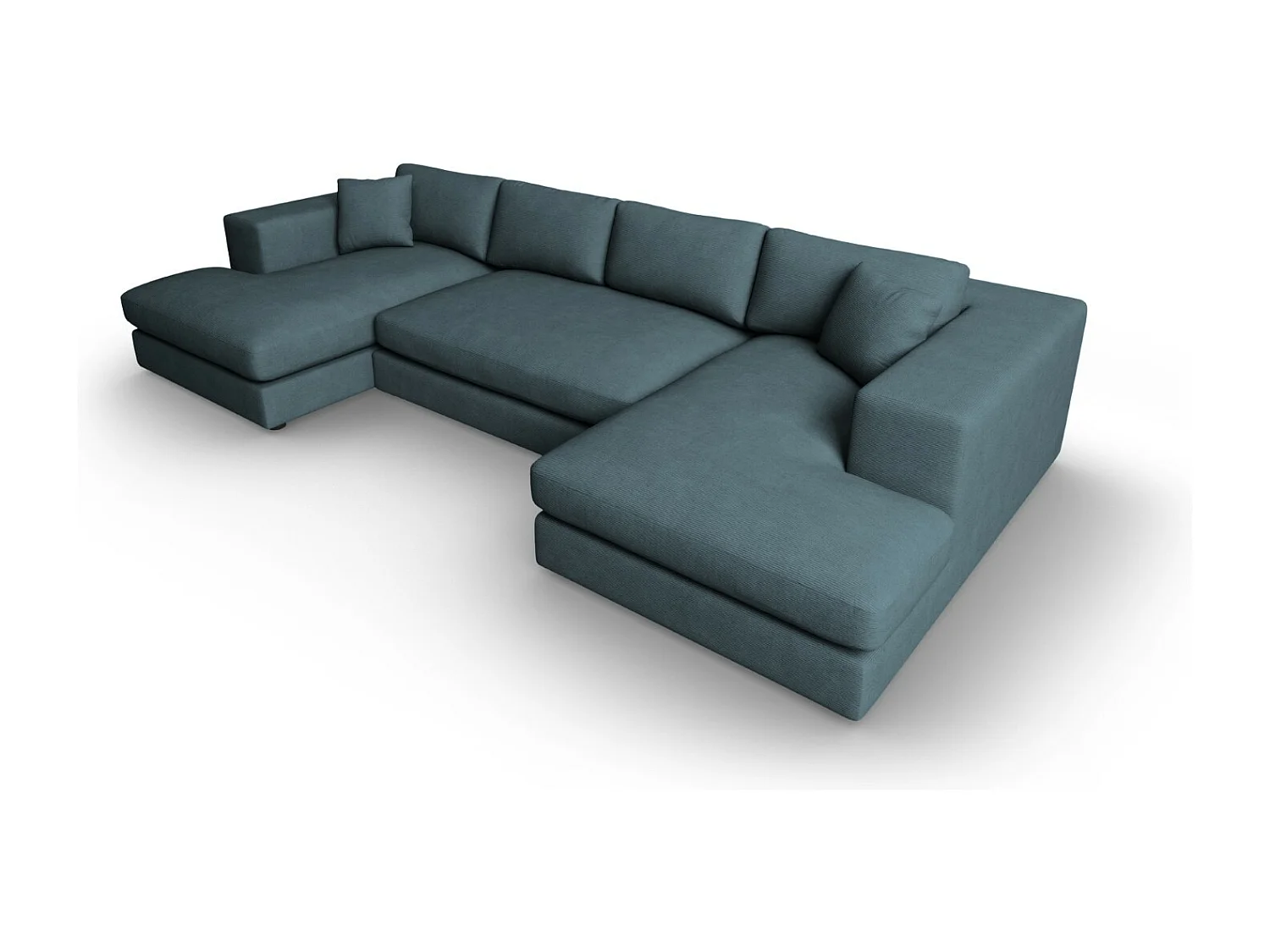 CXL by Christian Lacroix - Sofá panorâmico "Tendance" 5 lugares em veludo cotelê azul - 344x170x72cm